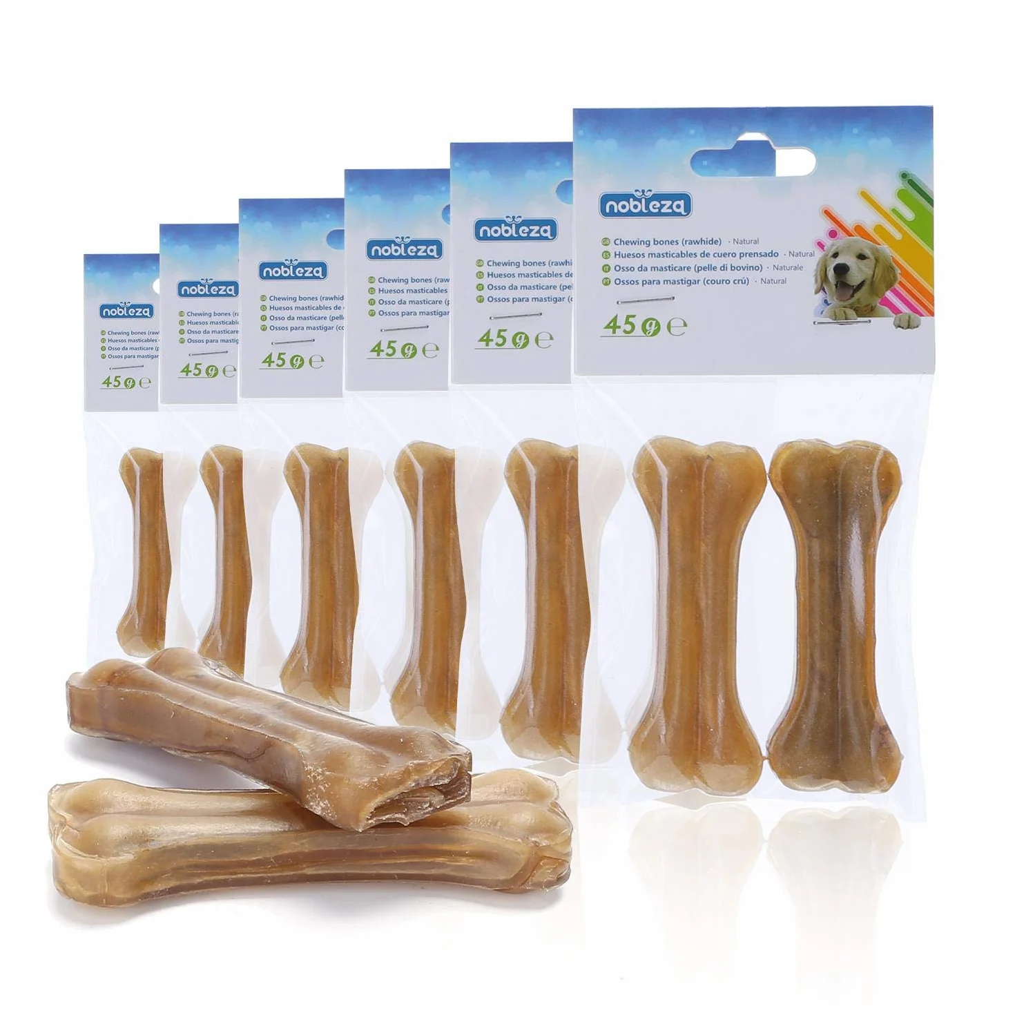 Nobleza Osso Pressato per Cani Pelle Bovina Rinforzante Bastone Dentale 12 Pezzi 7.6 cm