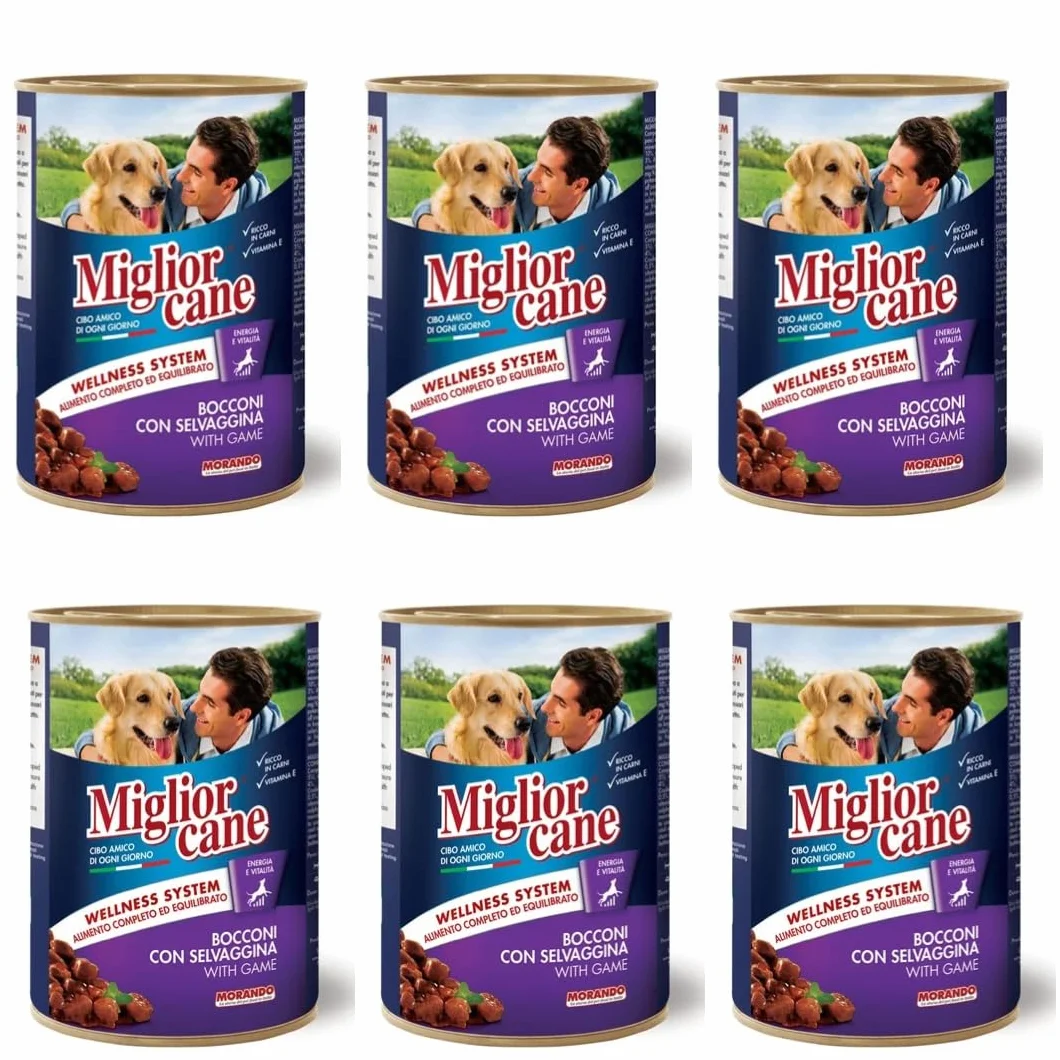 Miglior Cane Umido. 24 scatolette da 405gr cibo umido per cani Miglior Cane (Gusto, 4 gusti Ass.)
