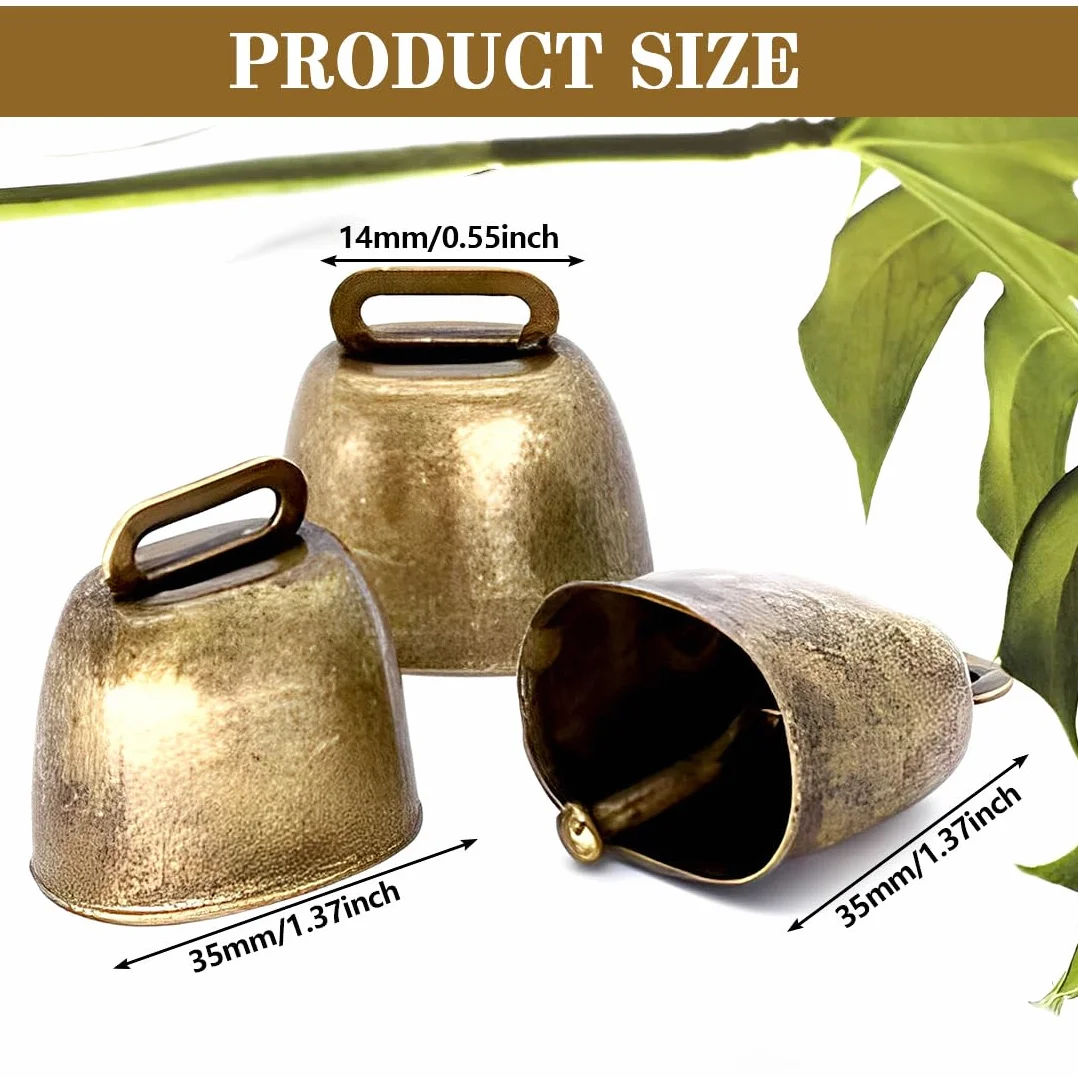 6 Pezzi Campanaccio Mucca Antique Metal Bells For Cow Horse Sheep Copper Cattle Brass Bells Metal Pet Bells (Bronze)