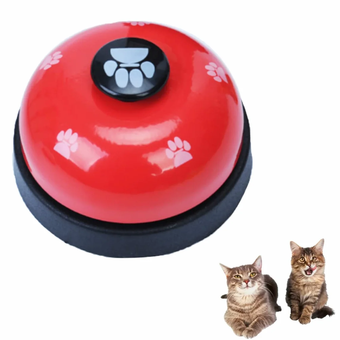 Campanello per Addestramento Cani e Gatti con Base in Gomma Antiscivolo - Anello Trasparente per Porta Animali Domestici Rosso