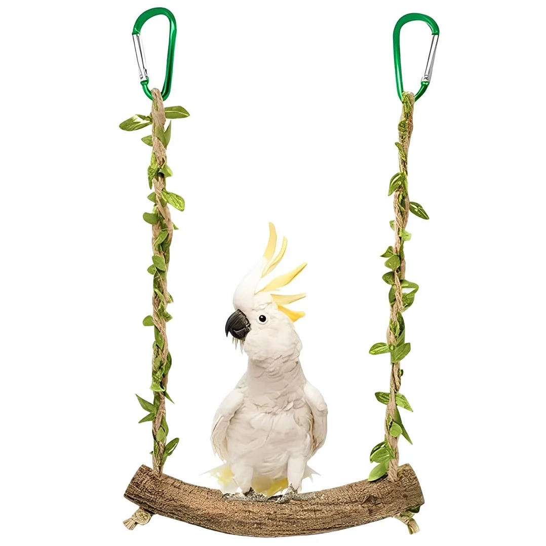 Altalena per Uccelli Giocattolo di Uccelli in Legno,Naturel Giochi per Pappagalli,Trespolo per Pappagalli,Altalene per Pappagalli,Gabbia dell'Uccello Che Appende i Giocattoli