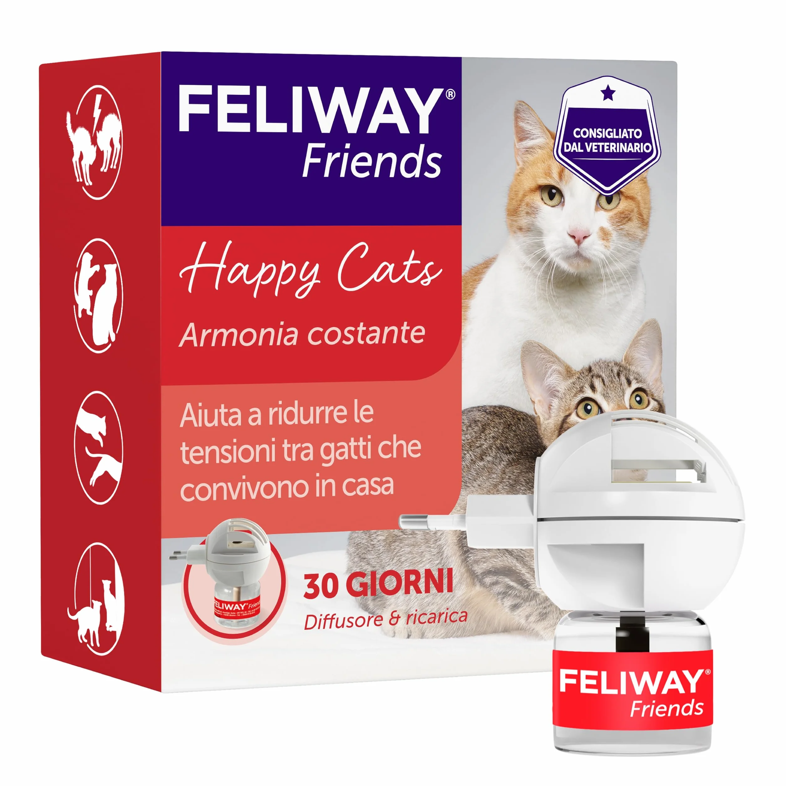 FELIWAY Friends Starter Kit Diffusore di Feromoni Calmanti per Gatti, 48 ml – Aiuta a creare armonia e risolvere conflitti in case con più gatti, Raccomandato dai Veterinari, Clinicamente Testato.