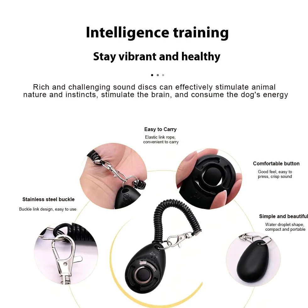 Clicker per Cani Addestramento Professionale con Laccetto Spirale Portatile Strumento Addestramento Cani Gioco Interattivo Educazione Canina