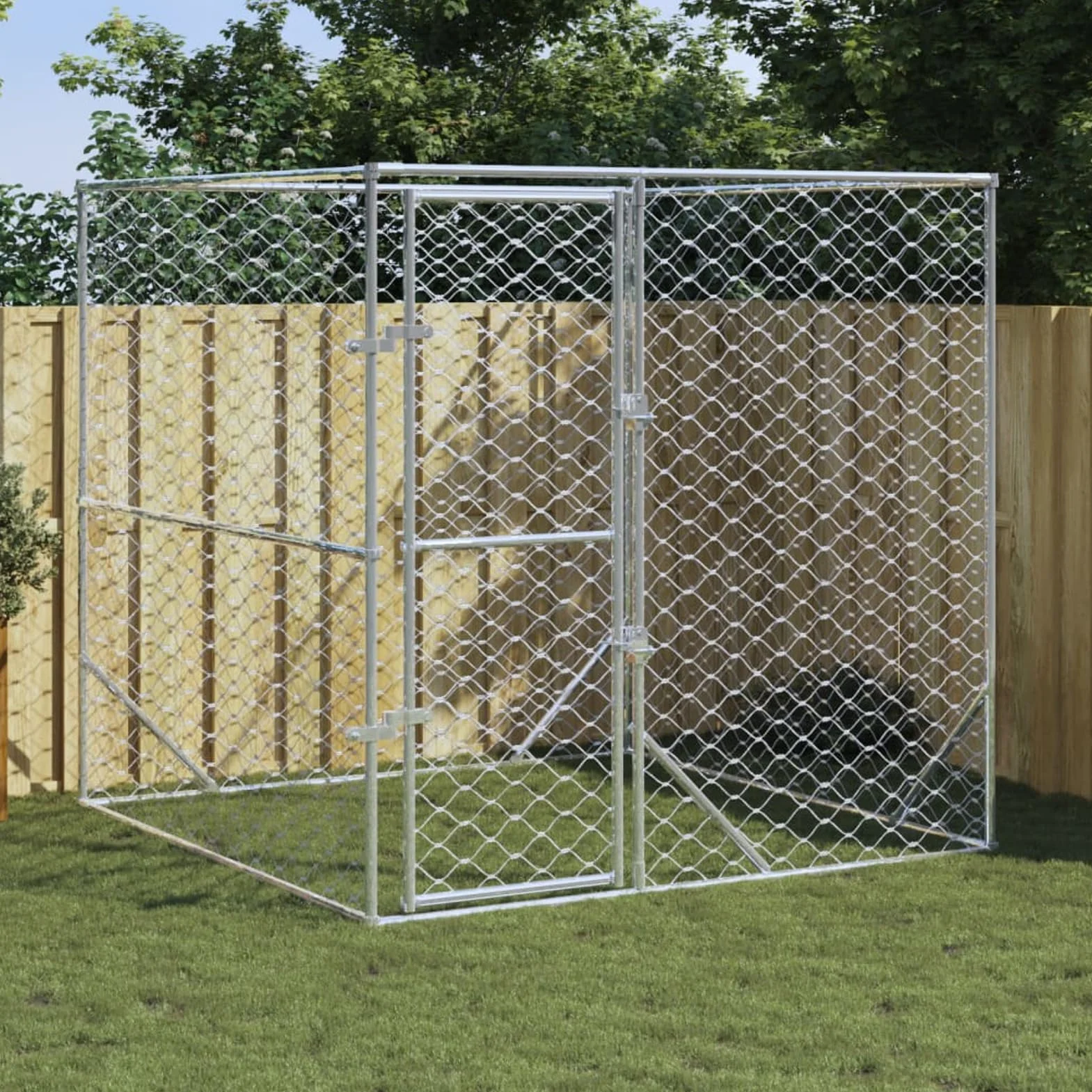 Gabbia per Cani da Esterno Grande - Kennel Recinto a Maglie in Acciaio 2 x 2 x 2 m