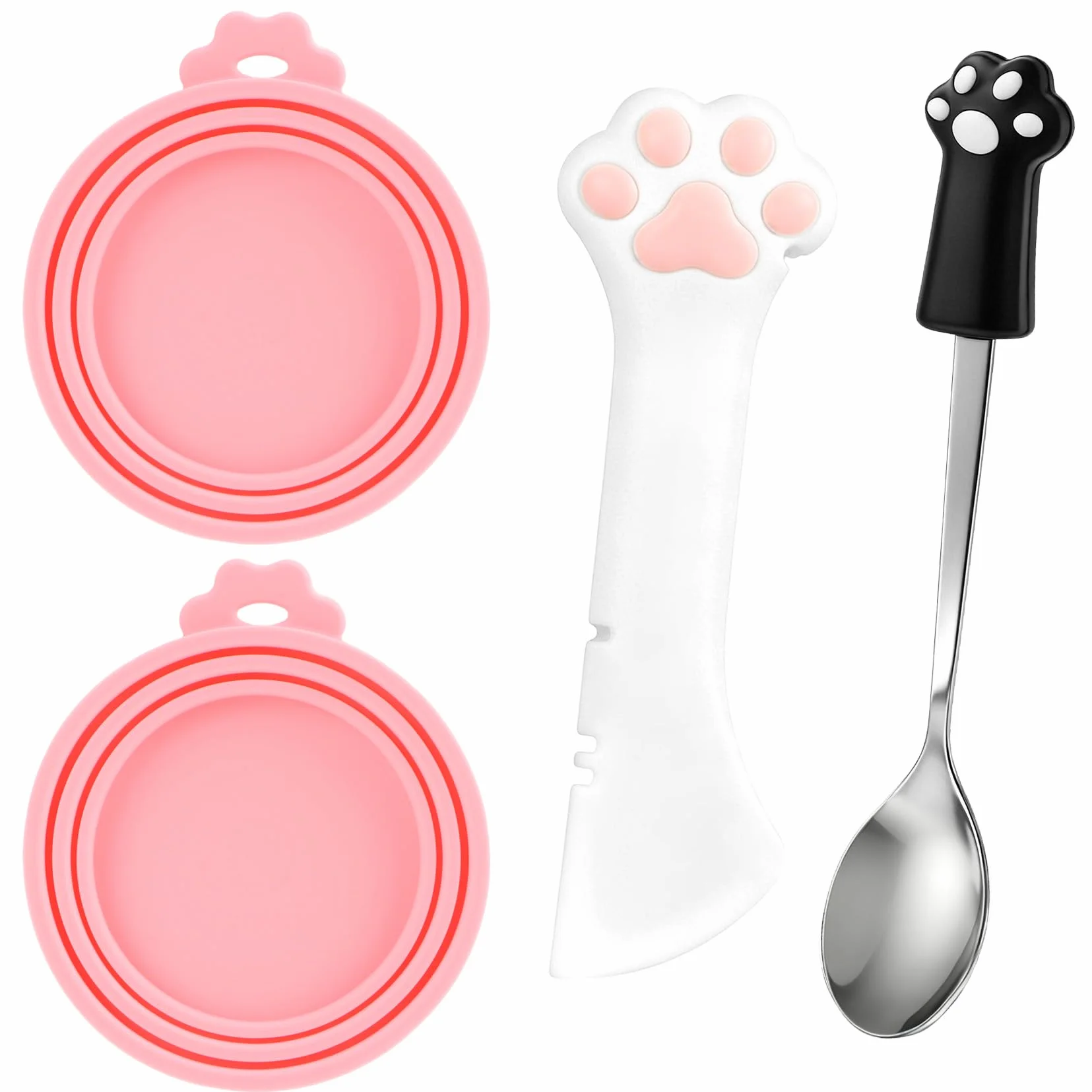 4 Pezzi Coperture per Lattine per Animali, Forma di Zampa Carina per Cucchiaio, Coperchi per Scatolette di Cibo per Cane Gatto