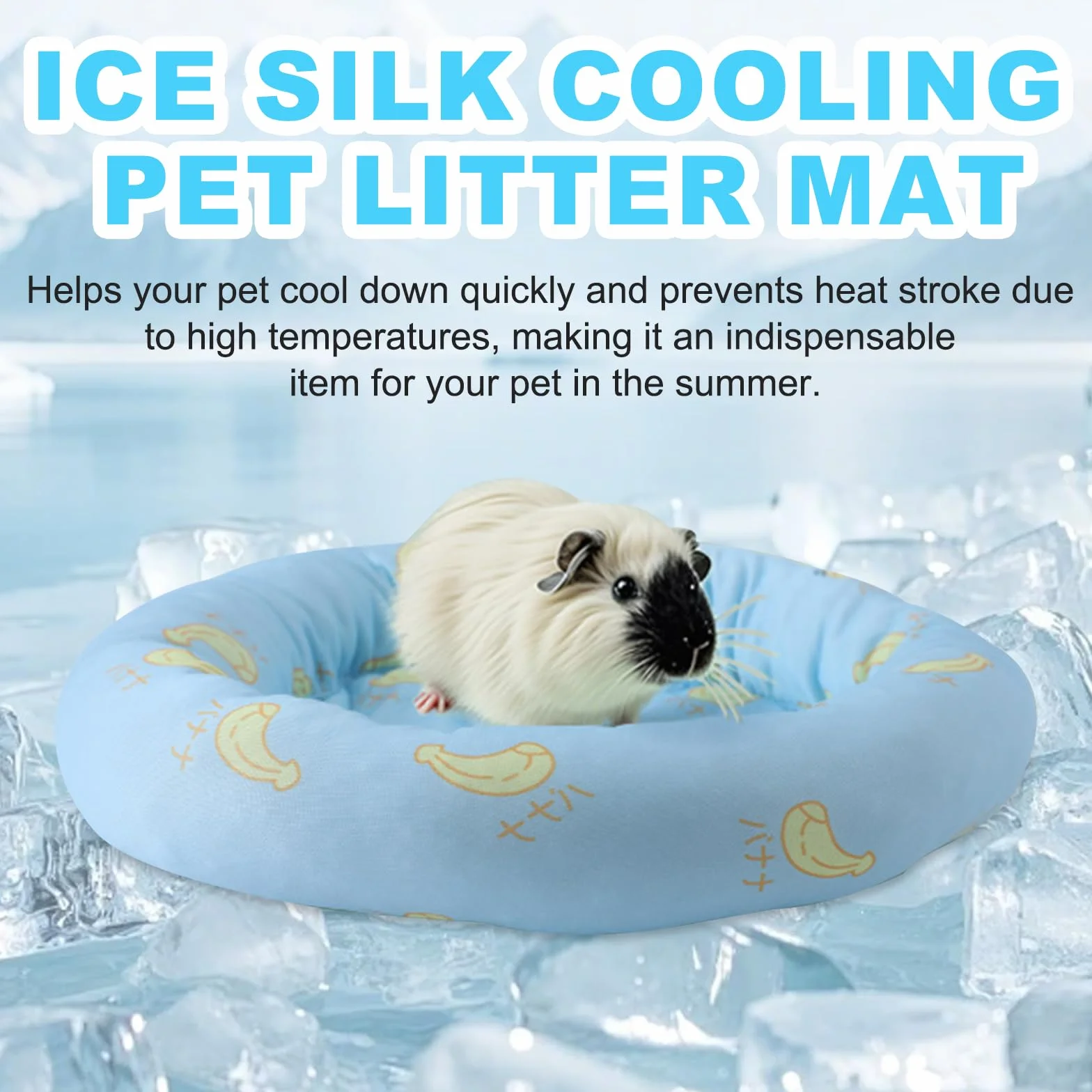Tappetino Refrigerante per Piccoli Animali, Tappetino Refrigerante per Coniglio, 20.5cm Cuscino Rotondo per Letto, Estate Ghiaccio Seta Letto per Dormire per Criceti Porcellini d'India Conigli