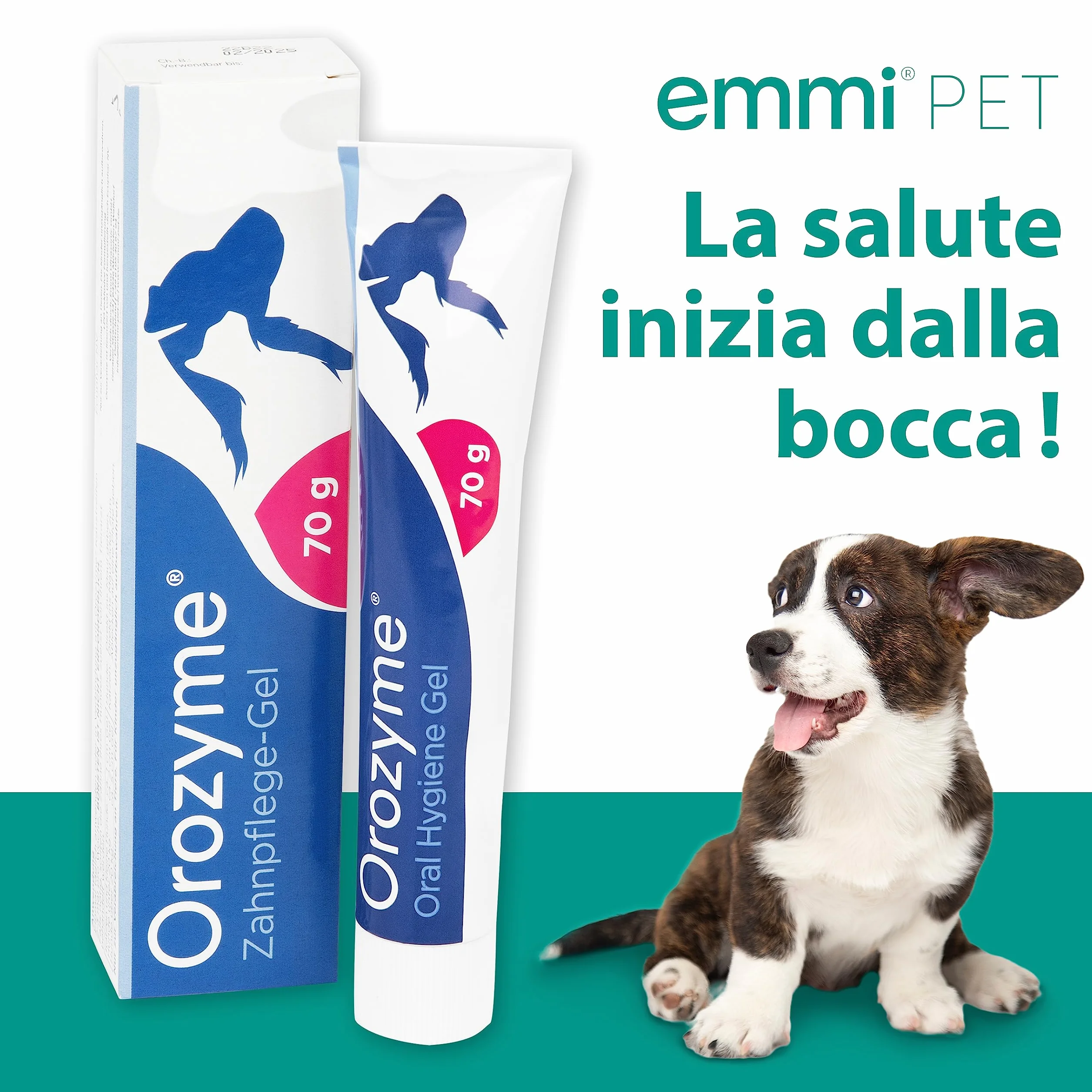 emmi-pet 1x Orozyme gel dentale per cani e gatti con funzione autopulente I Dentifricio per cani