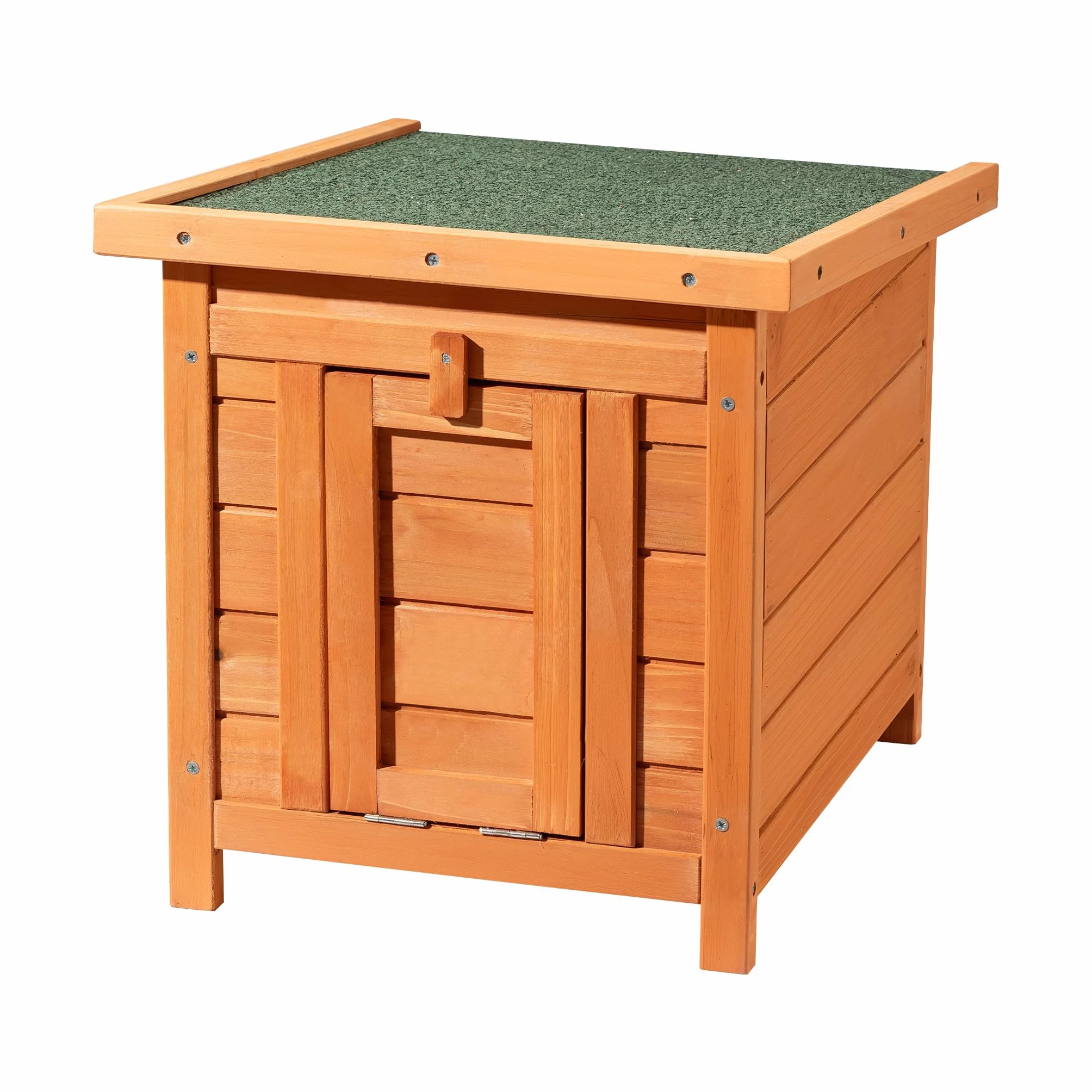 Wiltec Cuccia per gatti 420 x 515 x 430 mm in legno di abete rosso, casetta per conigli con tetto incernierato, guarnizione in bitume, conigliera per animali da giardino/balcone