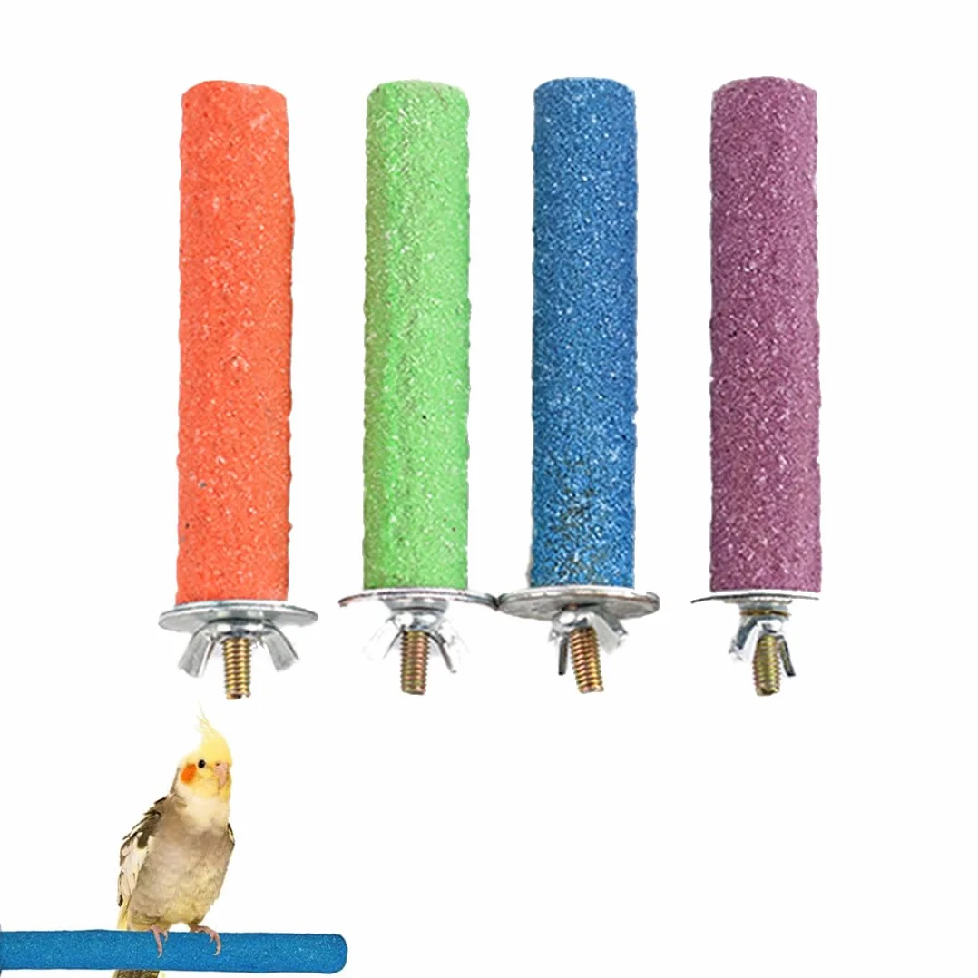 4 Pezzi posatoi per pappagalli,15cm Gabbia per Uccelli Colorata Scrub Stand Bar per Uccelli pappagalli pappagallini parrocchetto Cockatiels Conure Lovebird Cage Paw rettifica Giocattolo