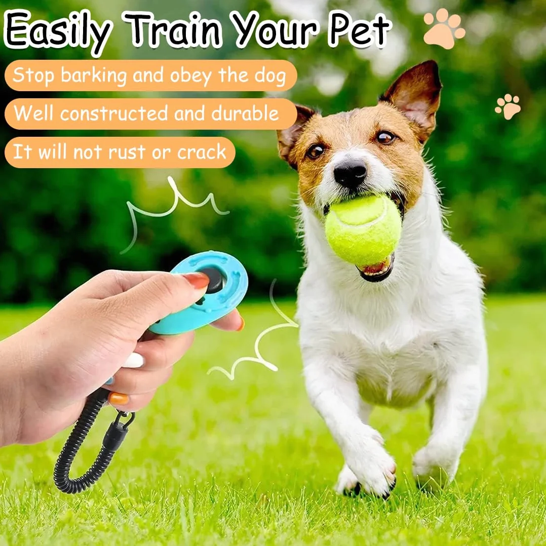 5 Pezzi Clicker per Cani, Clicker per addestramento di animali domestici, Clicker Addestramento Cani Formazione Clicker con Cinturino da Polso per Cane,Gatto,Cavallo