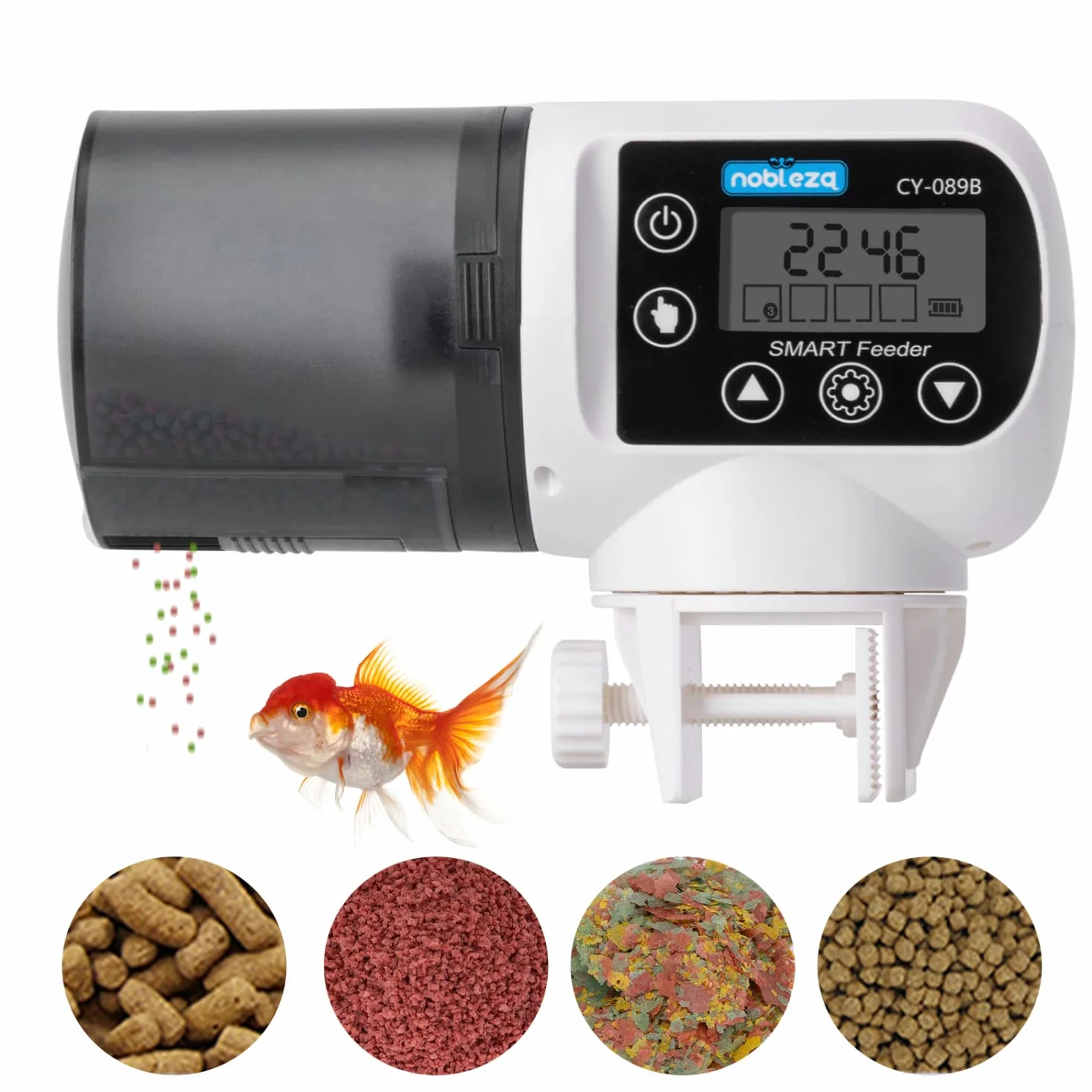 Nobleza Mangiatoia Automatica per Pesci 200mL Programmabile LCD per Acquario Tartarughe