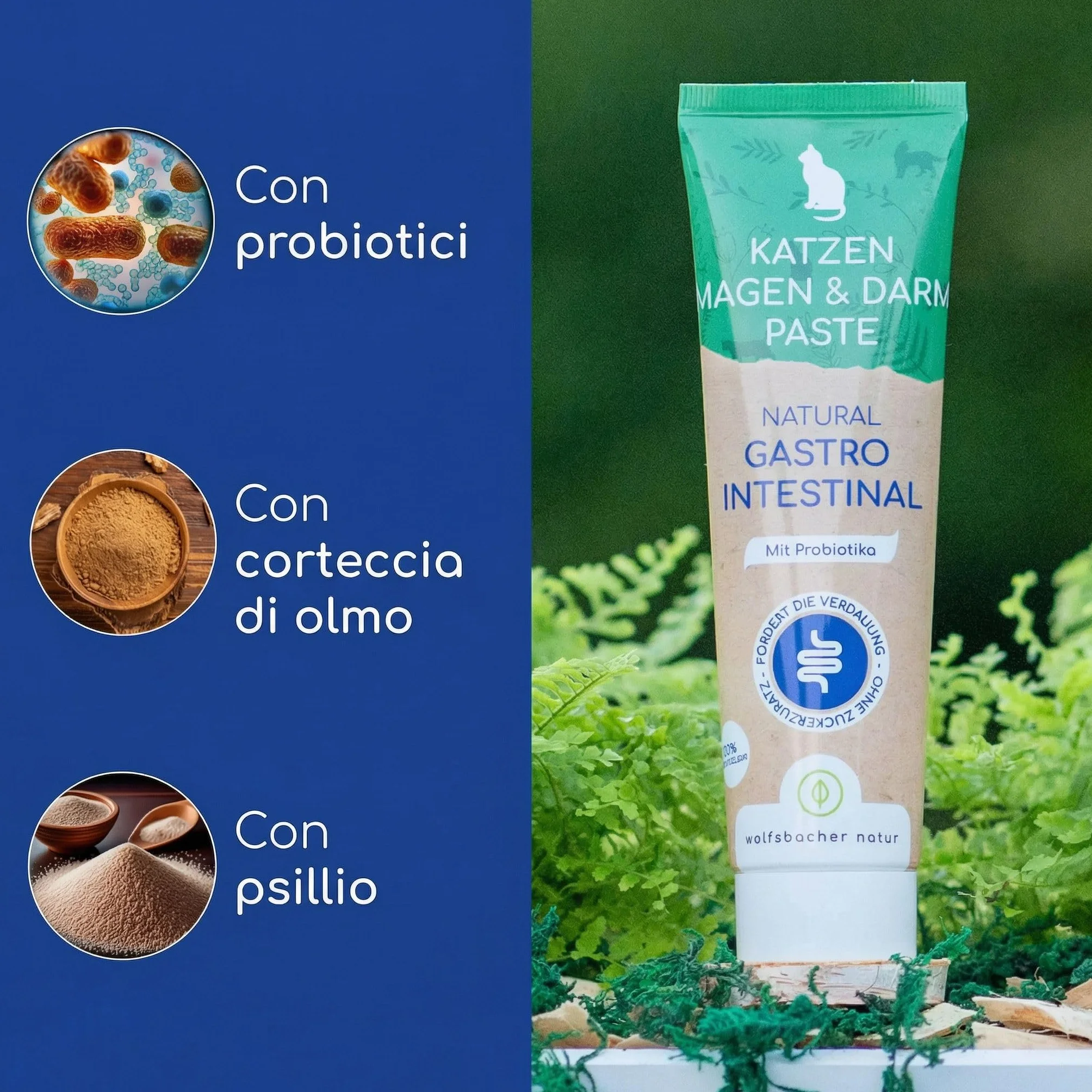 Pasta Gastrointestinale per Gatti – Con Probiotici e Corteccia di Olmo per la Flora Intestinale – Supporta Digestione e Stomaco – Snack Delicato 100g