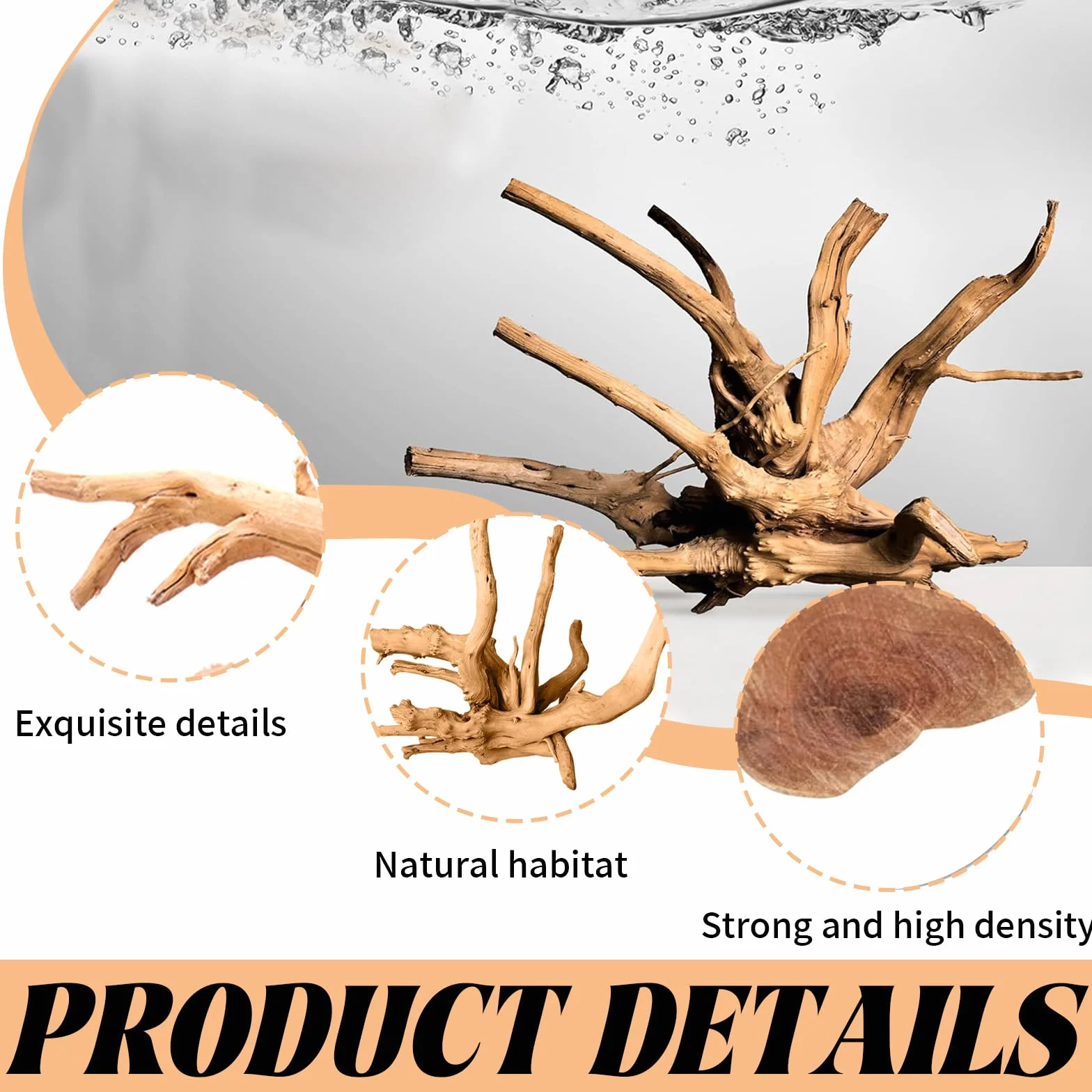 Pietre per Acquario 4 Pezzi Tronchi Acquario Acqua Dolce 12-20cm Vendita Radici di Legno Forma Casuale Tronco Legno per Decorazione Interni Acquari e Terrari per Rettili