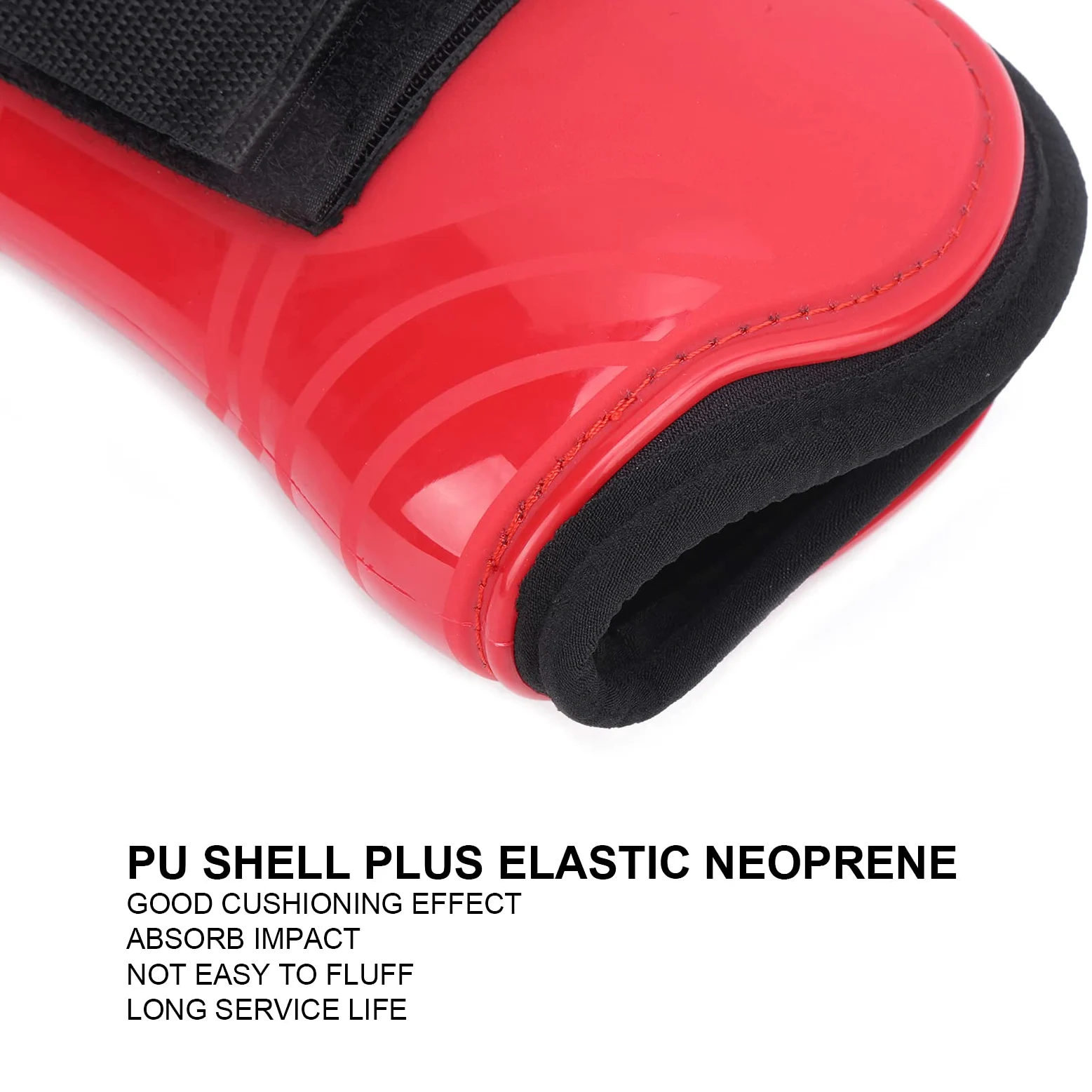 Paratendini per con Guscio Spesso in PU e Neoprene – Protezioni Sicure e Antiscivolo per Le Gambe per Saltare e Cavalcare – Rosso