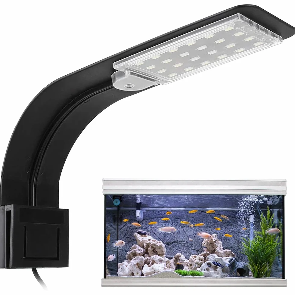 Luce LED per acquario, lampada a clip per acquario, illuminazione-LED peracquario da 10 W con spina UE, luce a 24LED, illuminazione per piante acquatiche per acquari e vasche