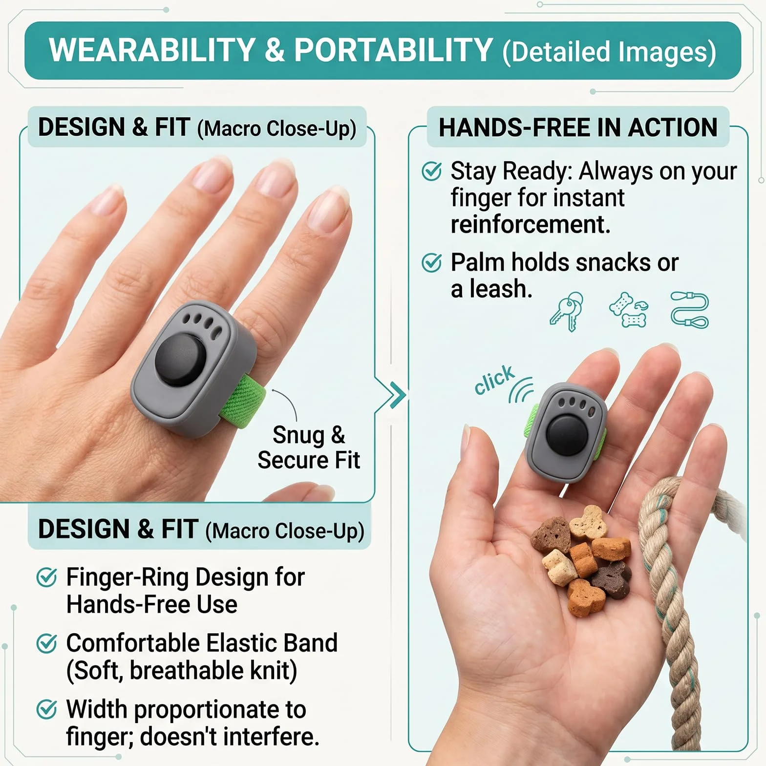 Set 4 Clicker Addestramento Cane, Accessorio Pratico Educazione Cane, Clicker Anello Dito per Educazione Cane, Accessorio Cane Clicker Anello per Cani Gatti Cavalli Addestramento