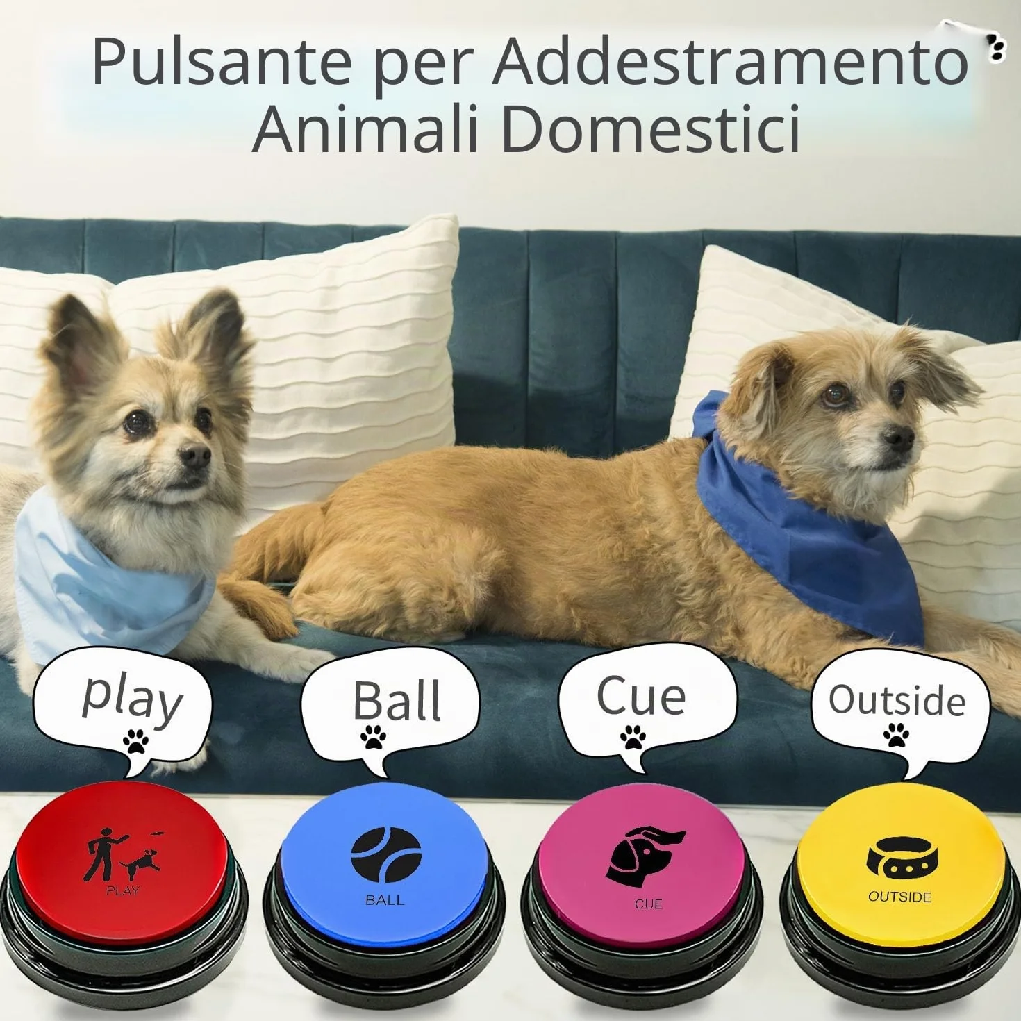 4 Pulsanti per Parlare al Cane Pulsante per registrare la Voce in 30 Secondi, Pulsante per l'addestramento del Cane, 50 Adesivi per addestrare Il Cane a Parlare!