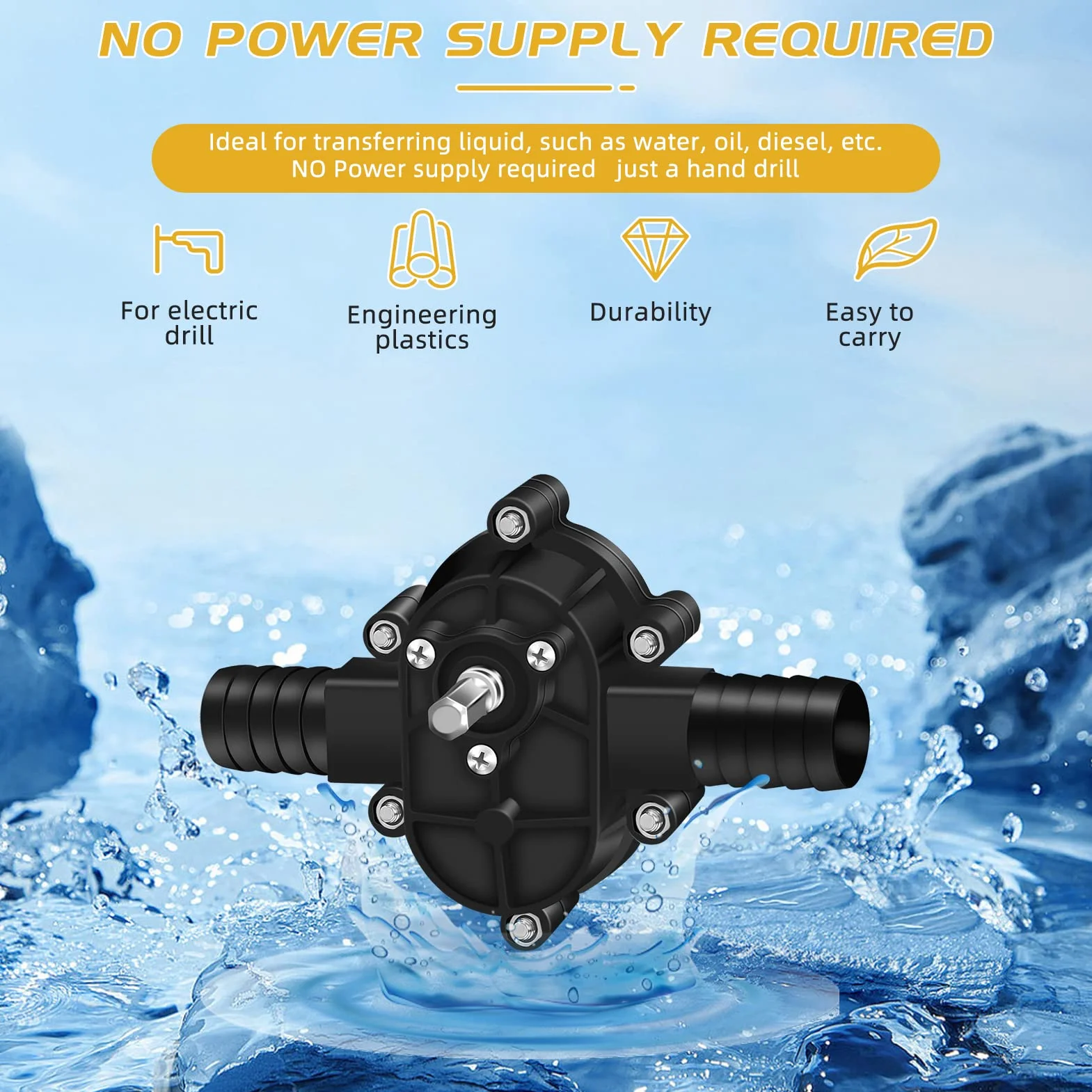 Mini pompa per trapano elettrico portatile Pompa per acqua alimentata a mano Pompa per acqua manuale,Pompe di trasferimento autoadescanti a mano per olio fluido diesel