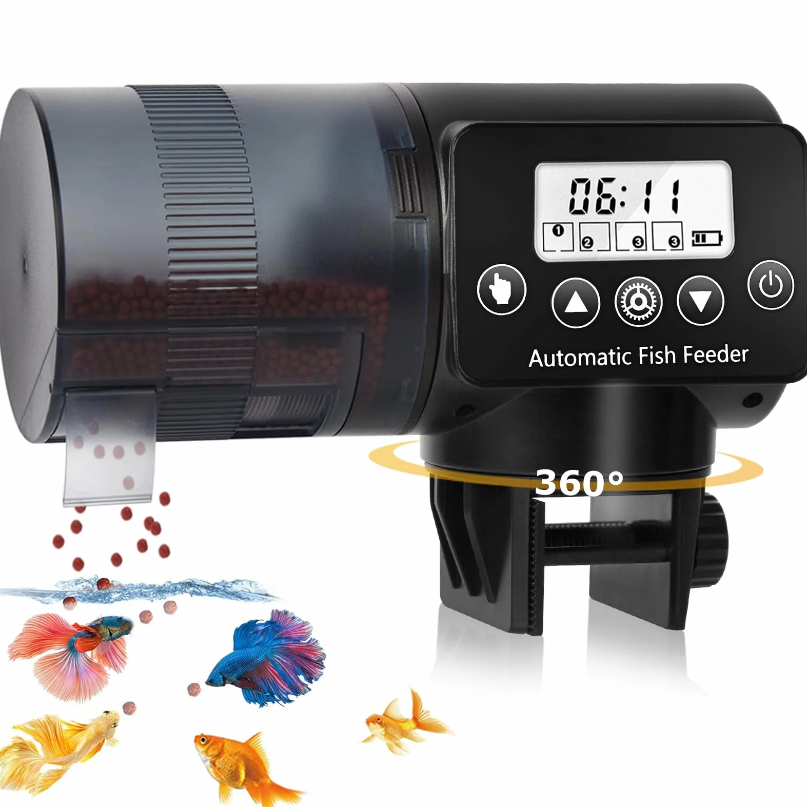 Mangiatoia Automatica Acquario 200ML Distributore Cibo Pesci con Display LCD Programmabile