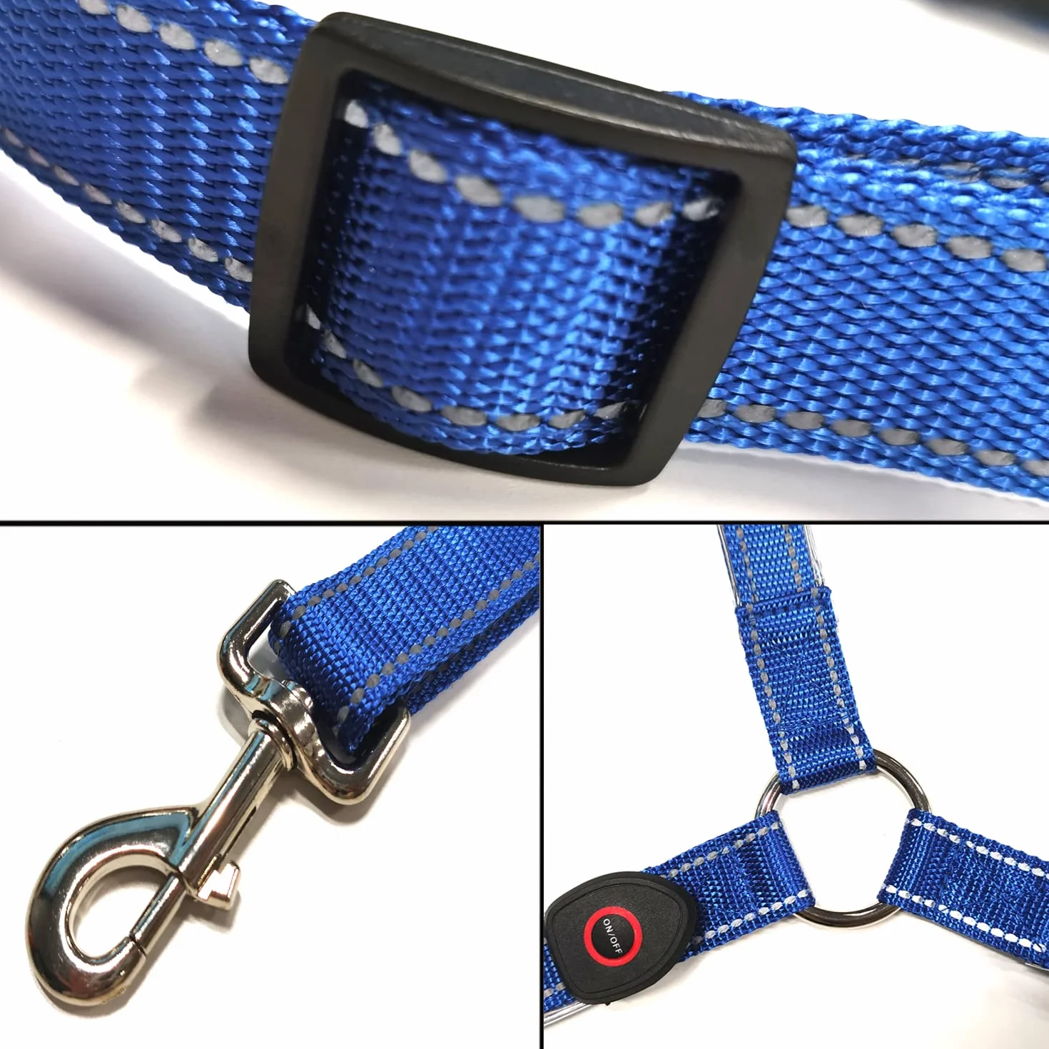 SSZYace Pettorale regolabile a LED per cavallo, in nylon, con luce lampeggiante notturna, equipaggiamento di sicurezza equestre con 3 modalità di illuminazione e ricaricabile tramite USB (blu)