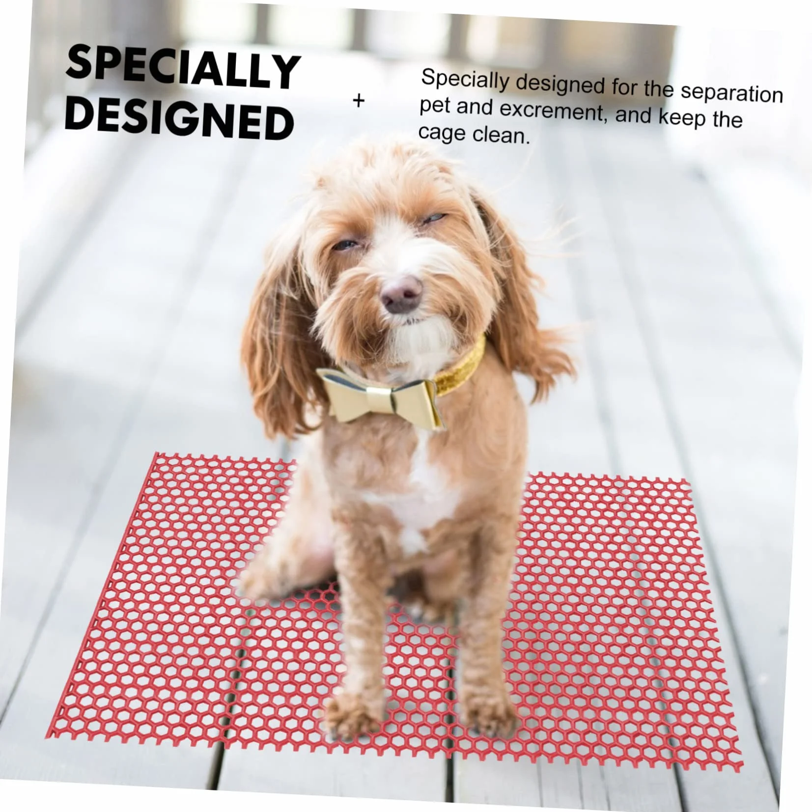 Tappetino Base Isolante per Gabbia in Pvc per Cani Bordi Arrotondati Accessorio Veloce Drenaggio Dell'urina per Recinto Animale Domestico per Cuccia Rossa