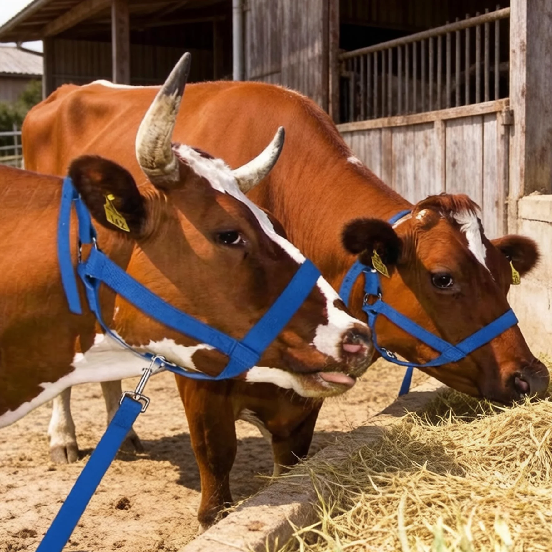 Capezze, 2 pezzi Capezza per mucche Capezza regolabile per polpacci con corda principale Cavezze per bovini in nylon resistente per cavallo/asino/capra/bovino
