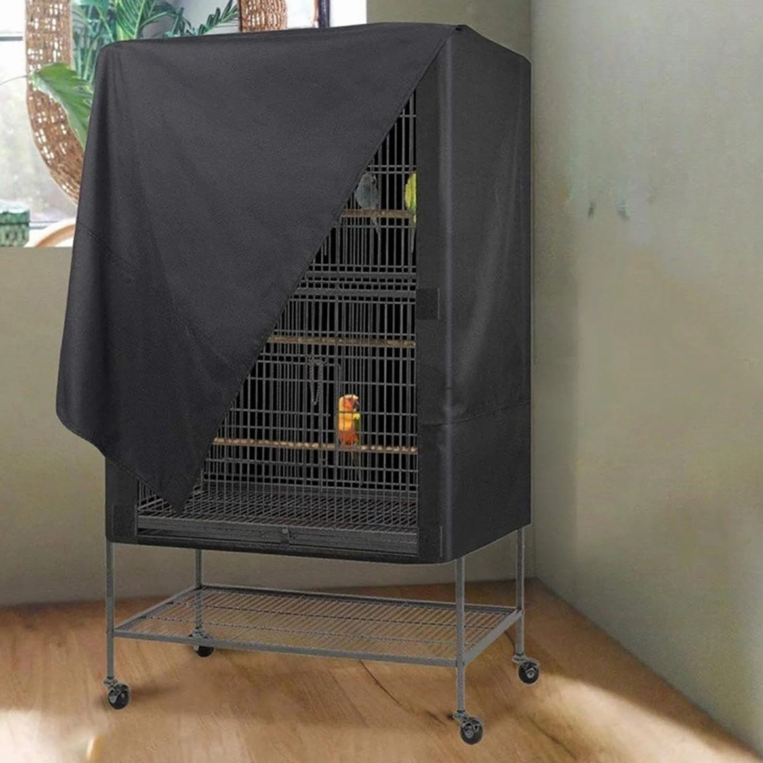 Copertura per gabbia per animali domestici, copertura impermeabile in tessuto Oxford per gabbie per uccelli, copertura notturna protettiva regolabile con design a due manici, forniture per