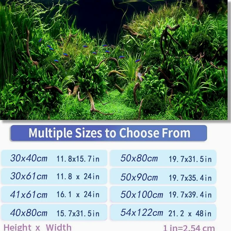Sfondo Acquario Adesivo forestale Sfondo Acquario Ornamento Poster Foresta Paesaggio Carta autoadesiva for per la Decorazione(White,54x122cm)