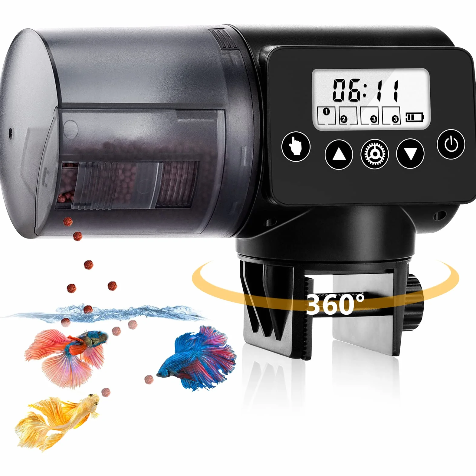 Mangiatoia Automatica per Acquario 200mL Programmabile Alimentatore Automatico di Cibo per Pesci