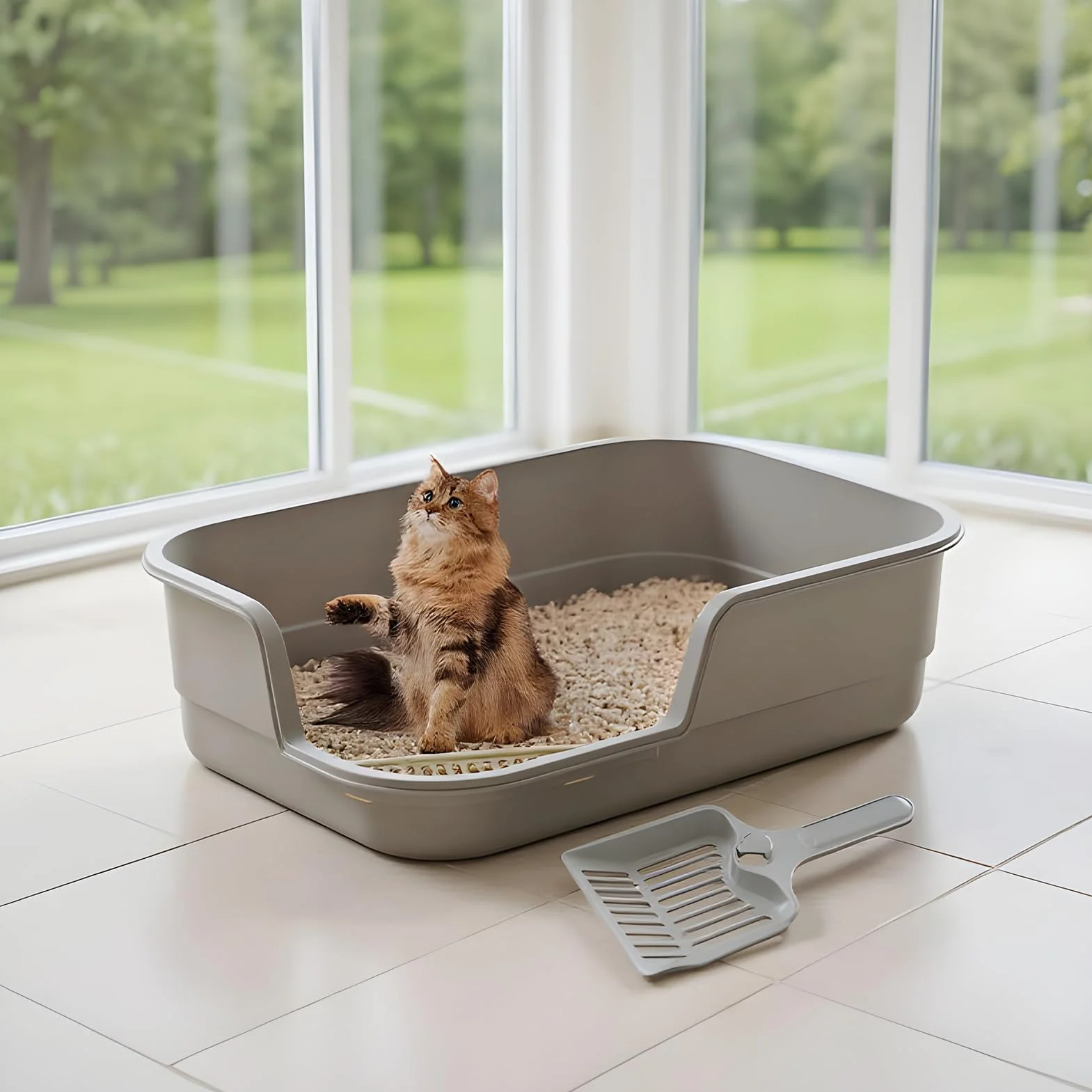 Lettiera Per Gatti Semichiusa, Lettiera Con Bordi Alti E, Apertura Superiore E Ingresso Basso, Toilette Per Gattini Per Interni, 49x13cm