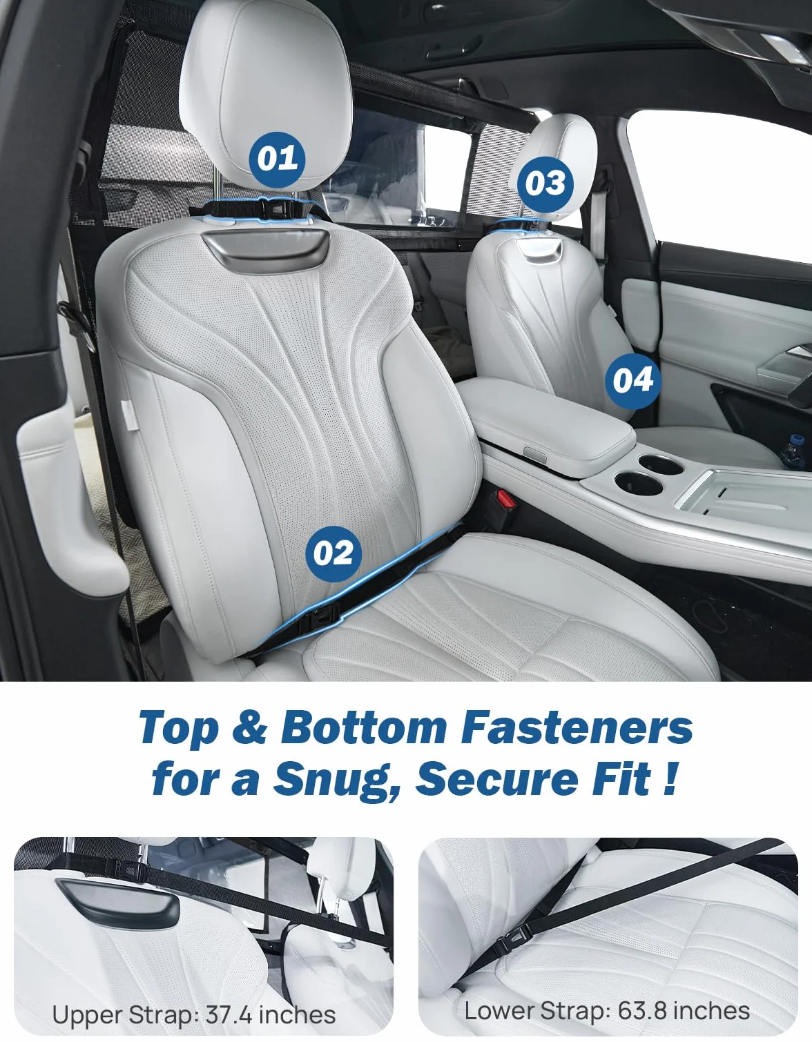 JOYTUTUS Rete di protezione per cani auto, rete di separazione con finestra di visualizzazione, griglia universale per cani, 132 x 79 cm, per auto, SUV, camion