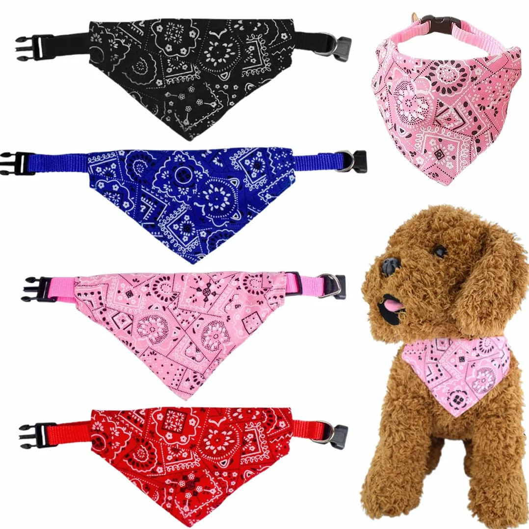 Regolabile Bandana Triangolo per Cani, 4 Pezzi, Collare Sciarpa Animale Lavabile Taglia Piccola