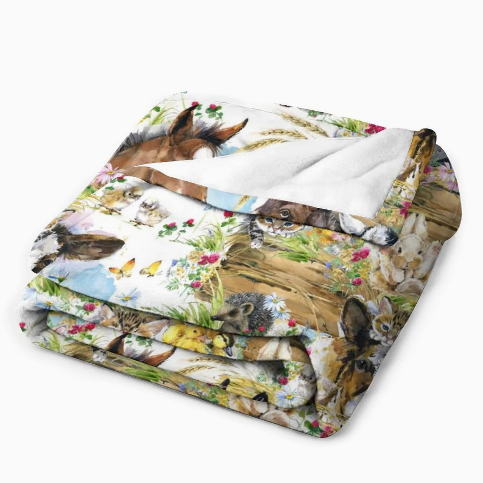Simpatici animali domestici pollo cane anatra asino gattino gatto maiale floreale morbida flanella coperta da viaggio, soggiorno casa divano decorazione coperta, dormitorio ufficio pisolino coperta