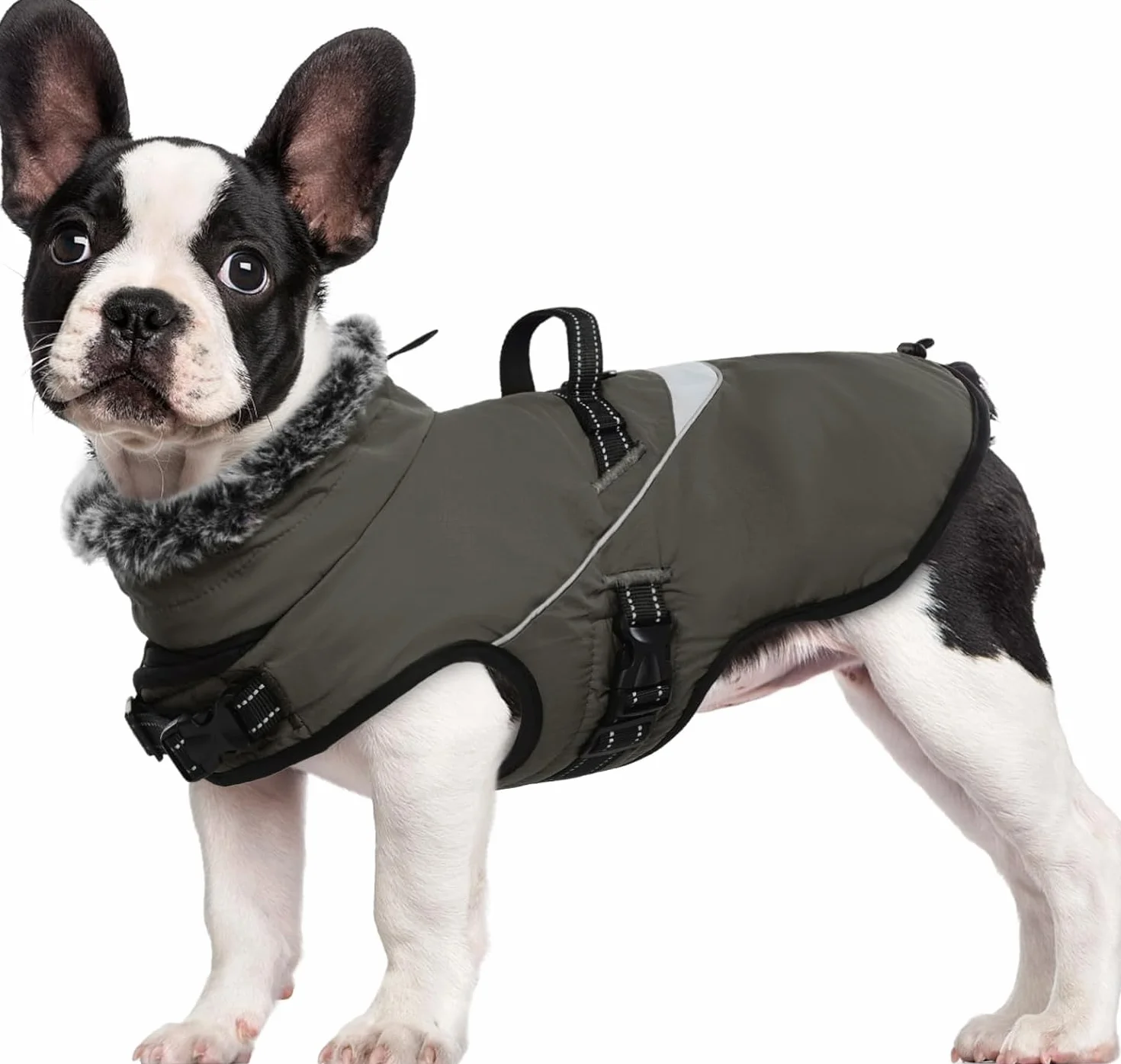 LIANZIMAU Cappotto impermeabile per cani con pettorina giubbotto cane inverno invernale con fodera in pile Cappotto caldo giacca riflettente per cani taglia grande cappottino cane taglia media
