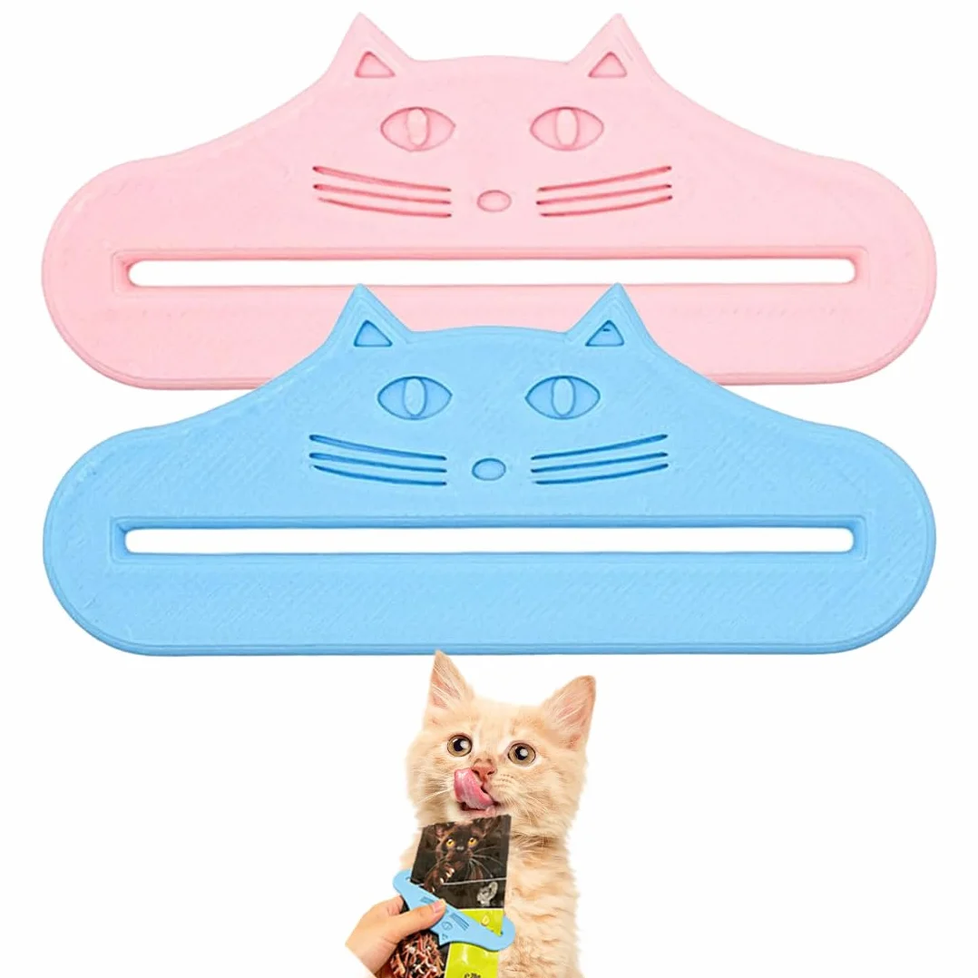 2 Pezzi Distributore Di Snack Spremitore Di Cibo Per Animali Domestici In Plastica Per Snack Per Animali Domestici, Casa, Viaggio, Campeggio, Rifugi Blu E Rosa 13X3.5 Cm