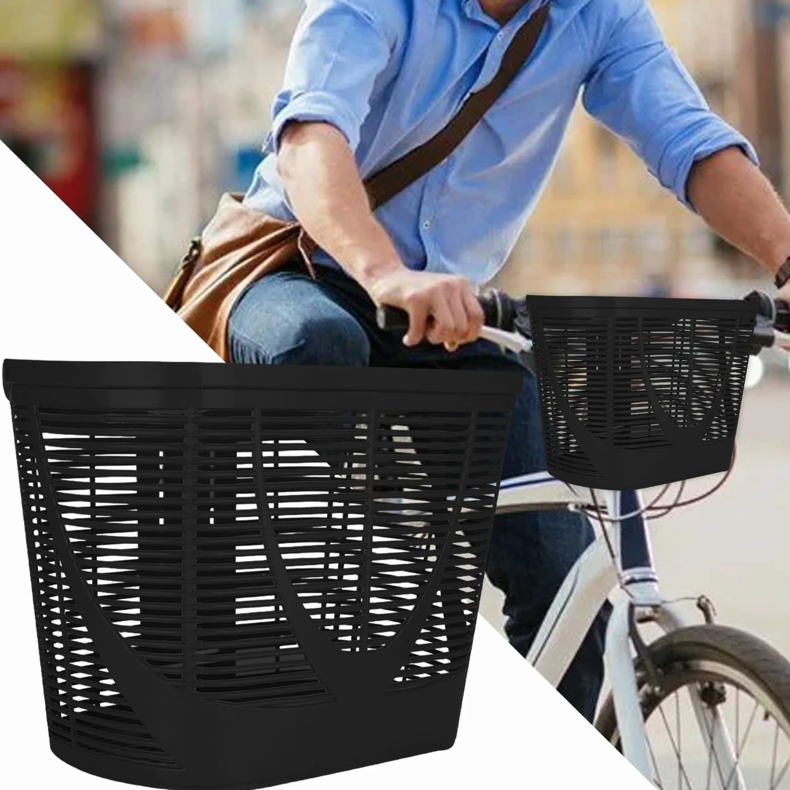 Cestino Per Bici Cestino - Cestino Anteriore In Plastica Per Bicicletta - Plastica Resistente Contro Gl'urti,Adatto Alla Maggior Parte Delle Biciclette - Installazione Rapida E Semplice, Versatile
