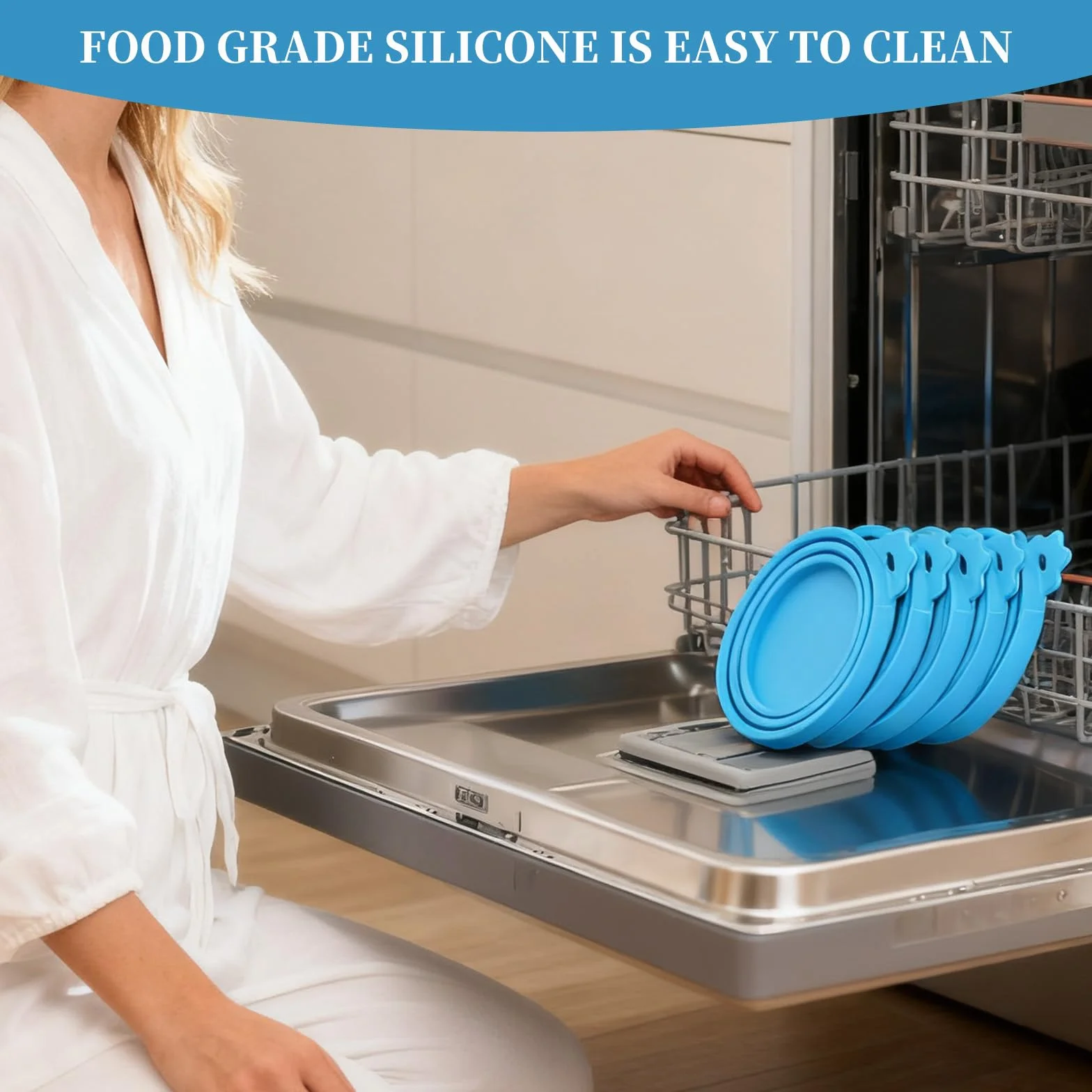 6 Pezzi Coperchi In Silicone Animale Domestico, Dimensioni Comuni Tappi Per Lattine, Riutilizzabile Tappo Per Lattine Contiene 1 Cucchiaio Verde, Coperchi Per Cibo Per Cani E Gatti(Azzurro Cielo)