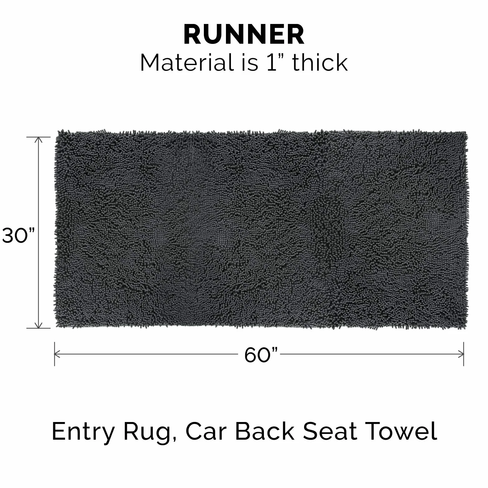 FurHaven XXL Runner Pet Door Mat Muddy Paws Absorbent Chenille Shammy Rug, Washable - Charcoal (Gray), Runner