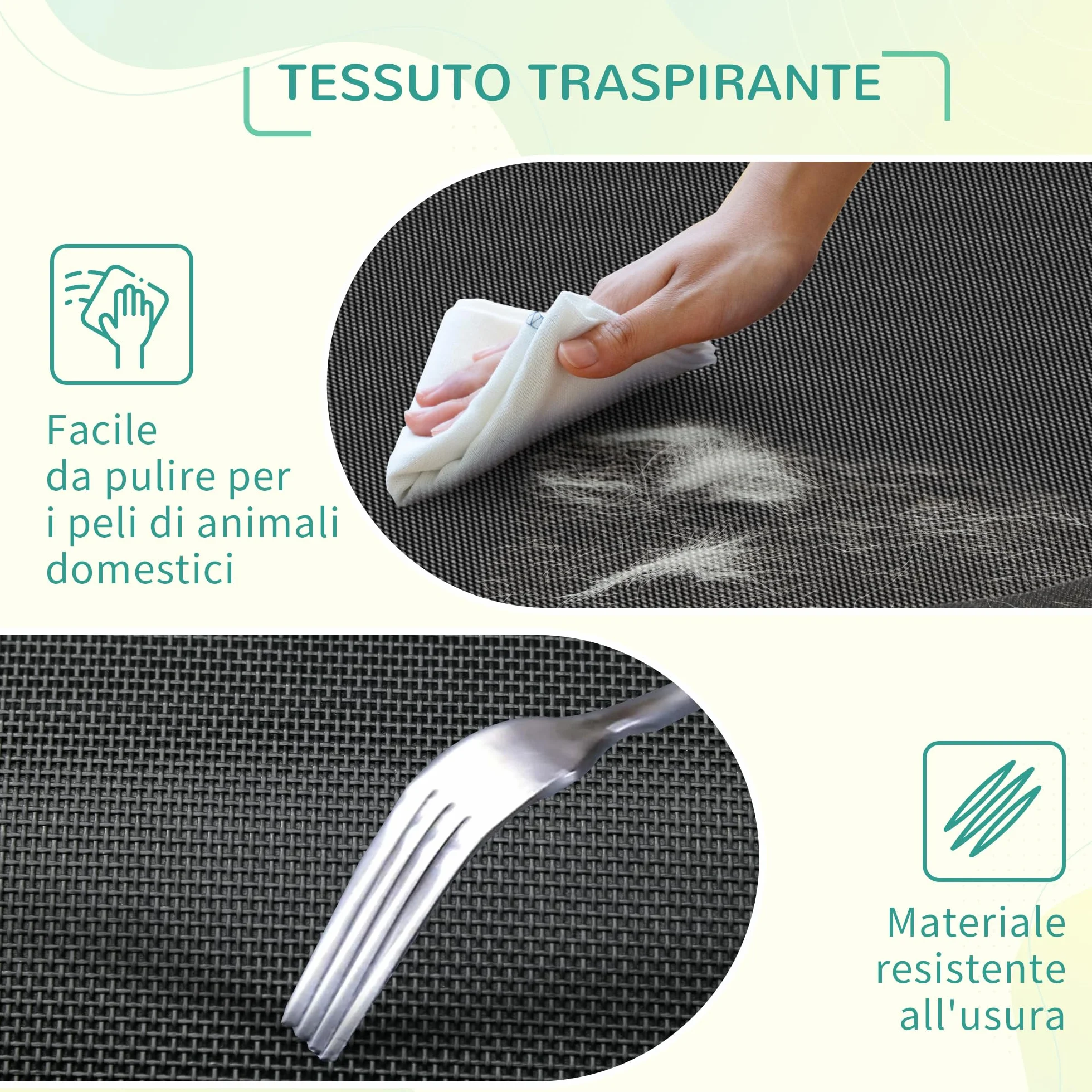 PawHut Lettino per Cani da Interno ed Esterno, Cuccia Estiva Brandina per Cani, Tessuto Traspirante Nero, 90x65x20 cm