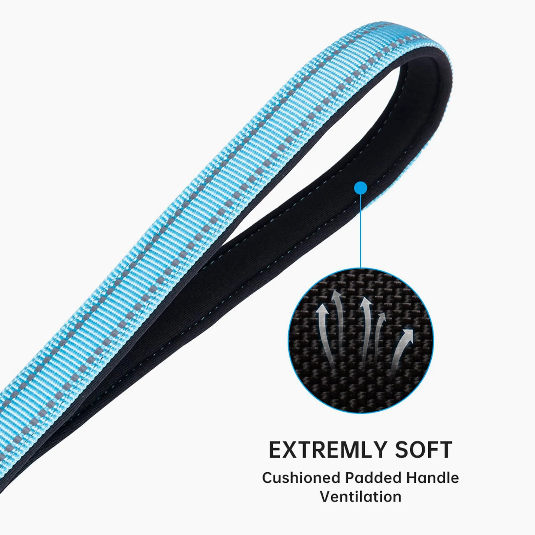 EXCELLENT ELITE SPANKER Guinzaglio doppio riflettente per cani doppio guinzaglio per cani 5 m multiplo con manico imbottito per due cani che camminano addestramento (azzurro)