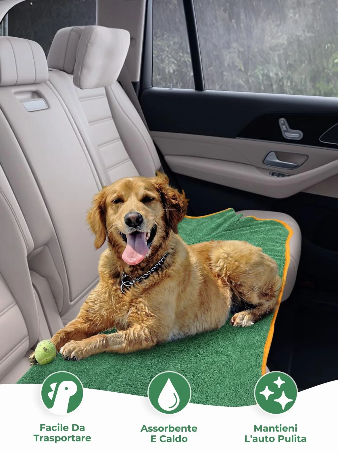 Accappatoio per Cani in Microfibra, Bibykivn Super Assorbente Regolabile Asciugamano per Animali Domestici Morbido Cappotto Bagno con Cappuccio per Asciugare Cane Dopo il Bagno (L, Verde)