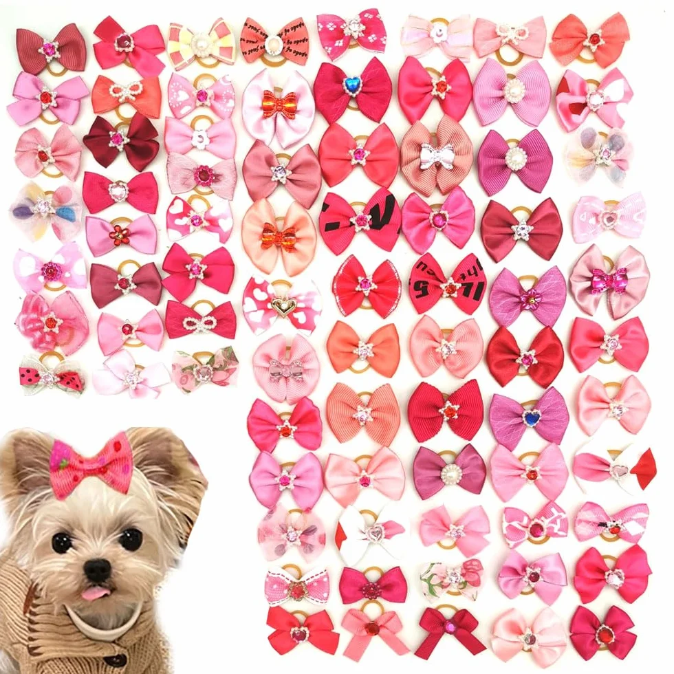 Fiocchi per Cani con Elastici 40 Pezzi Accessori Toelettatura per Animali Domestici