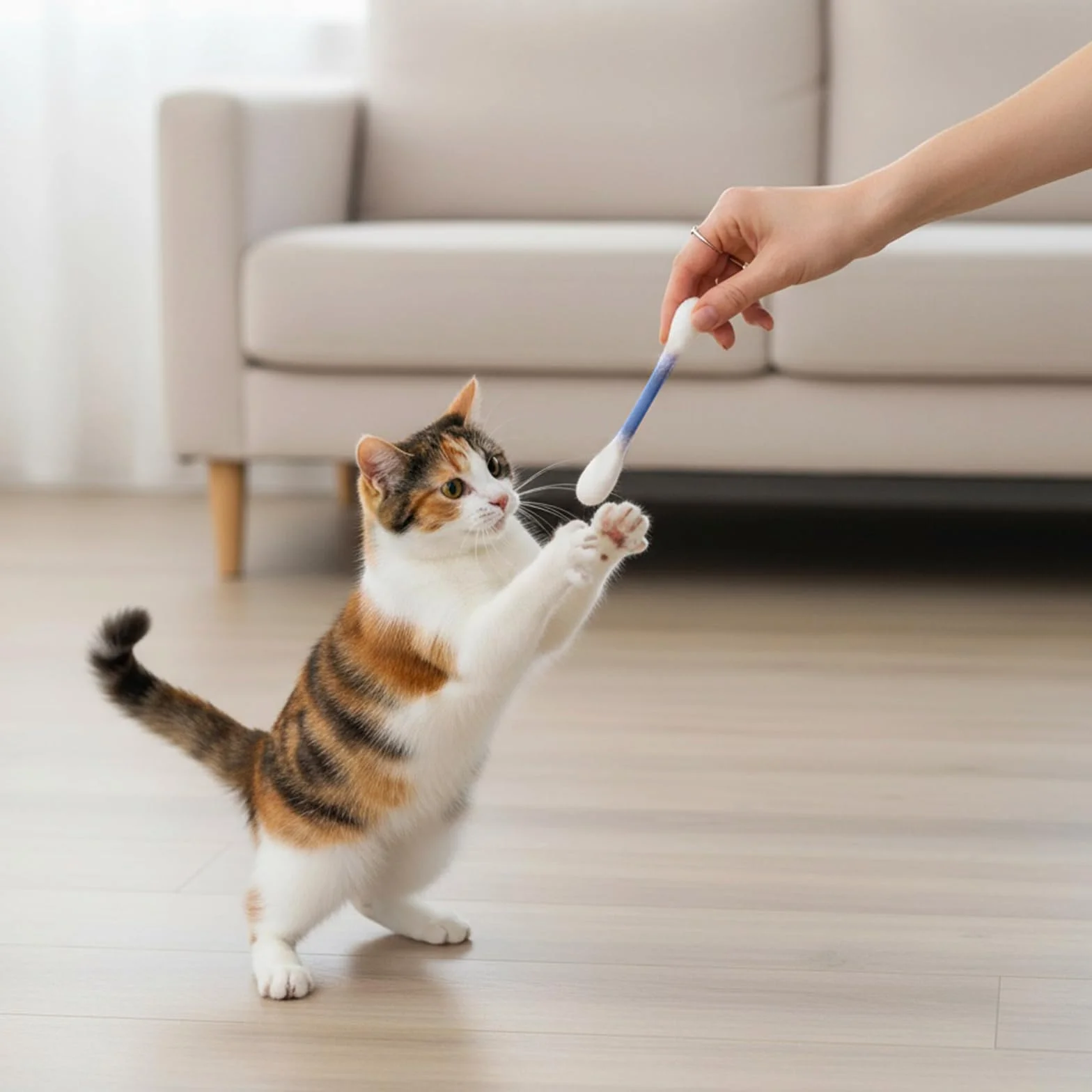 Cotton fioc Giocattoli per Gatti con Erba Gatta, Confezione da 6 Bastoncini Giganti per Masticare i Cuccioli, Giocattoli Interattivi in Feltro, Corda per Denti Resistente, Ideali per Gatti Interni