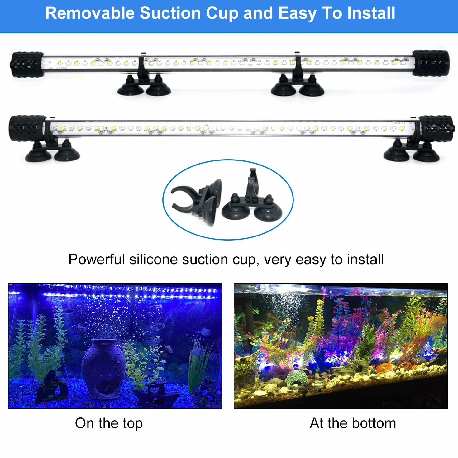 VARMHUS LED Acquario con Timer,Lampada Acquario con 3 modalità di luce dimmebili e perle di lampada a 4 colori, 10 livelli di luminosità,Luce Acquario Impermeabile (92cm&Timing-Dimmen)