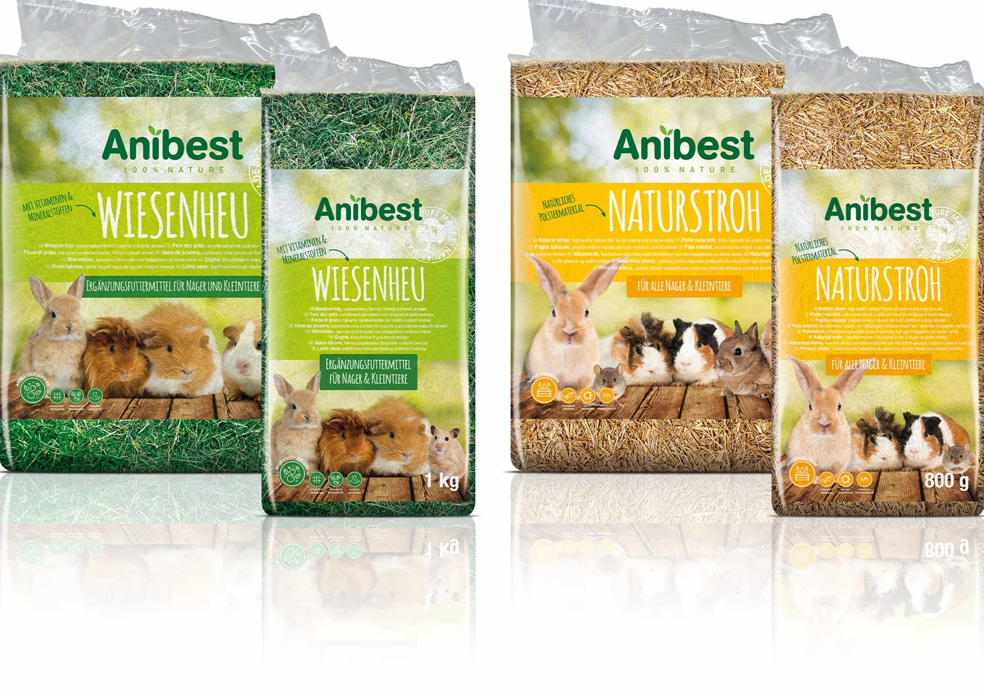 Anibest Paglia naturale, lettiera per piccoli animali, 100% naturale per tutti i roditori e piccoli animali, conigli, criceti, porcellini d'India e Co, assorbente, termoisolante, Made in Germany, 0,8