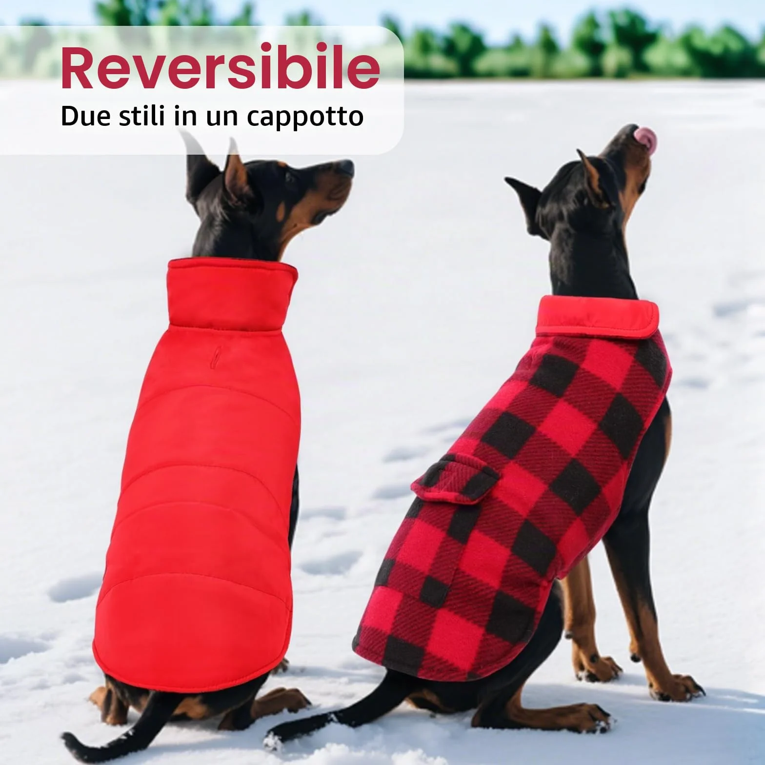 ASENKU Cappotto Cane Impermeabili Invernale, Cappottino Cane Reversibile Antivento Freddo Taglia Media M, Calda Giacca per Cani,Gilet per Cani con Fodera in Lana Protegge Dal Freddo