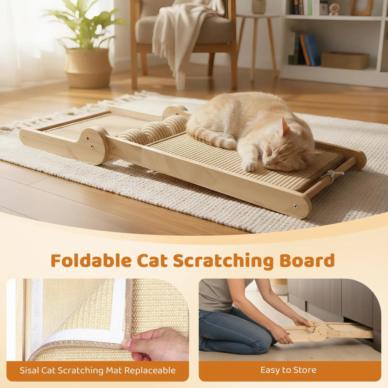 Tiragraffi gatto Tri-Use Sisal L a forma di palla alta 59 cm in sisal naturale, colonna tiragraffi gatto per tutti i gatti, per rilassarsi, proteggere mobili e divani