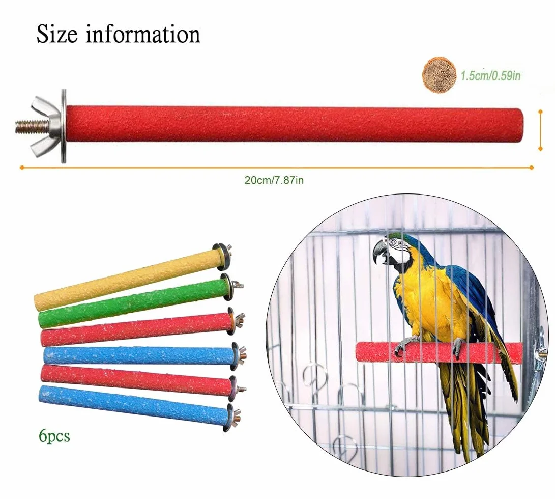 posatoi pappagalli, Giochi per pappagalli 6PCS Uccello Domestico Piattaforma Giocattolo di Masticare Pulizia della Zampa Giocattoli di Pappagallo