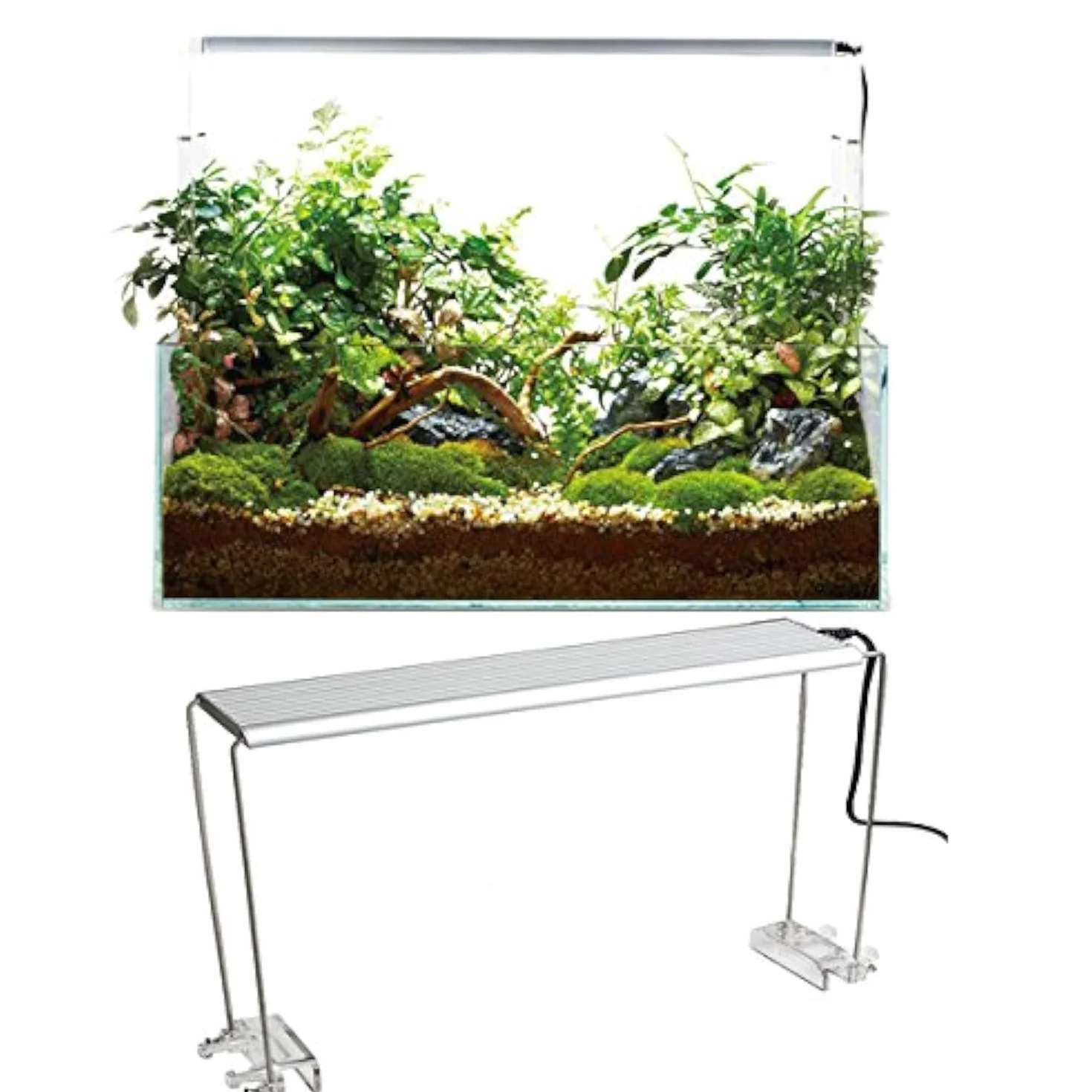 4 Pezzi in Acciaio Inox Acquario Stand per Acqua Alta LED Luce Lampada Pesce Supporto Staffa Sostegno… - supporto per