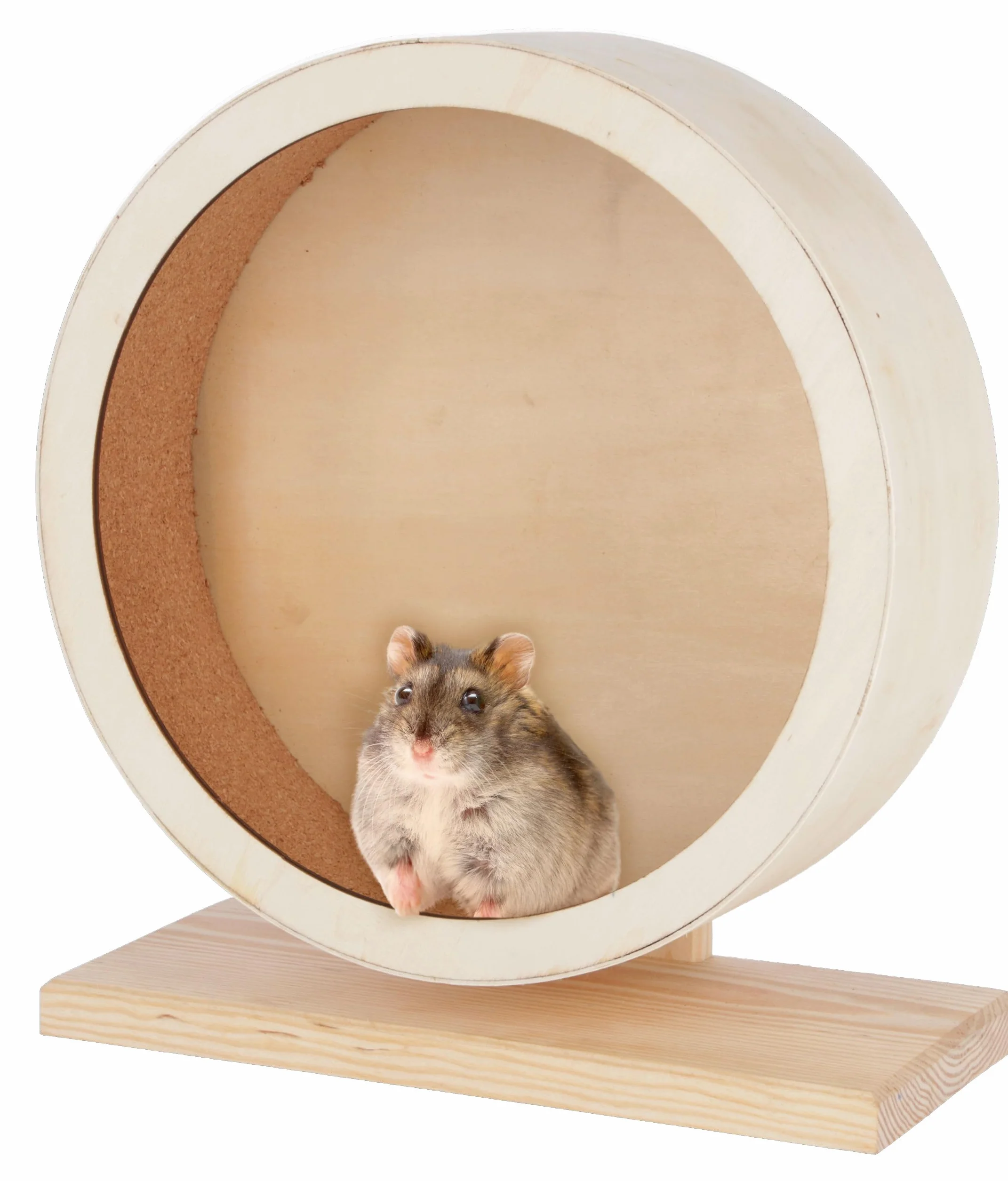Kerbl Pet Ruota per criceti in legno, Ø 29cm, con superficie in sughero, chiusa, sicura, delicata sulle unghie, silenziosa, ideale per criceti e altri piccoli roditori